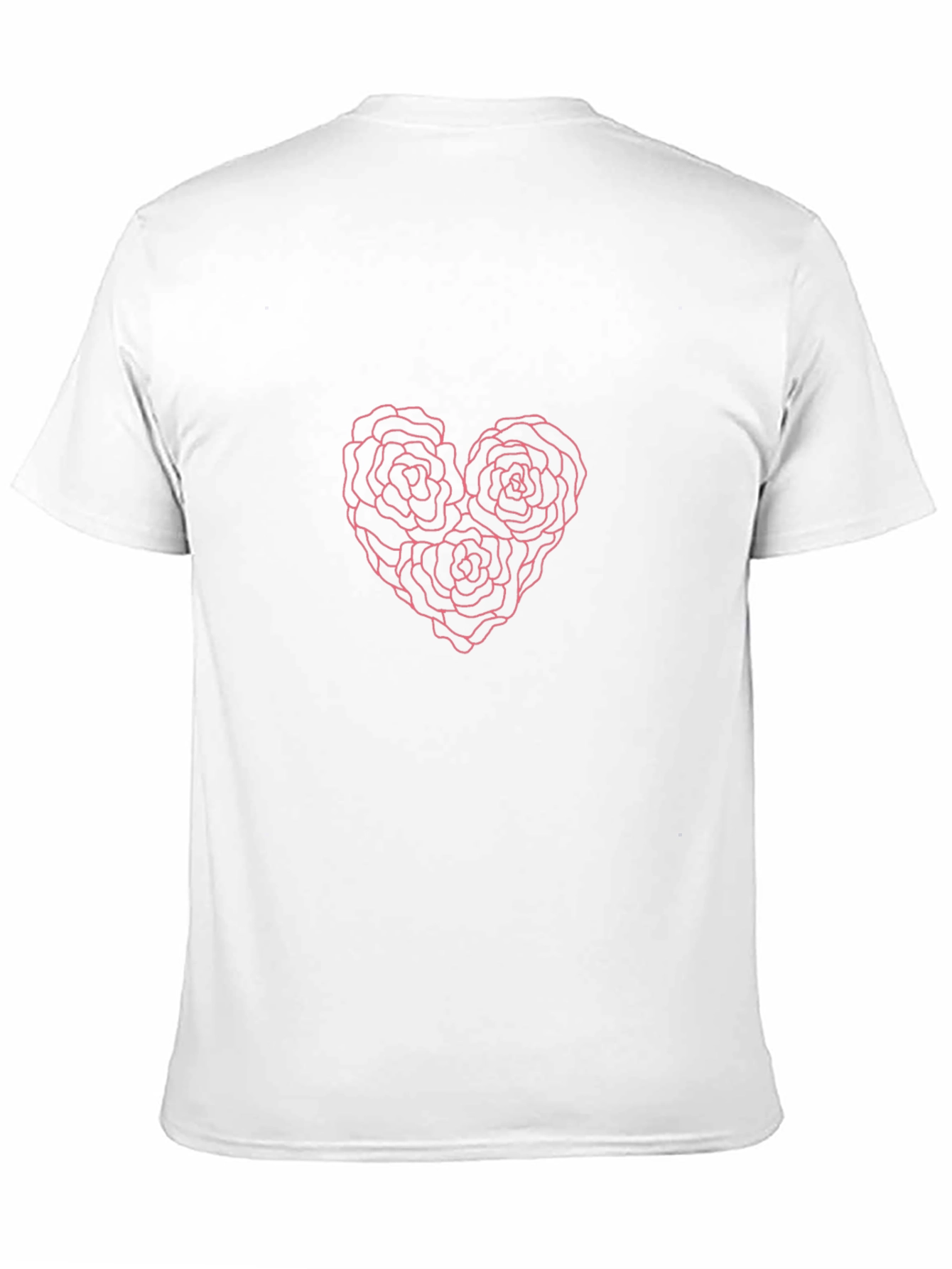 Black T-Shirt with Pink Rose Heart Graphic
