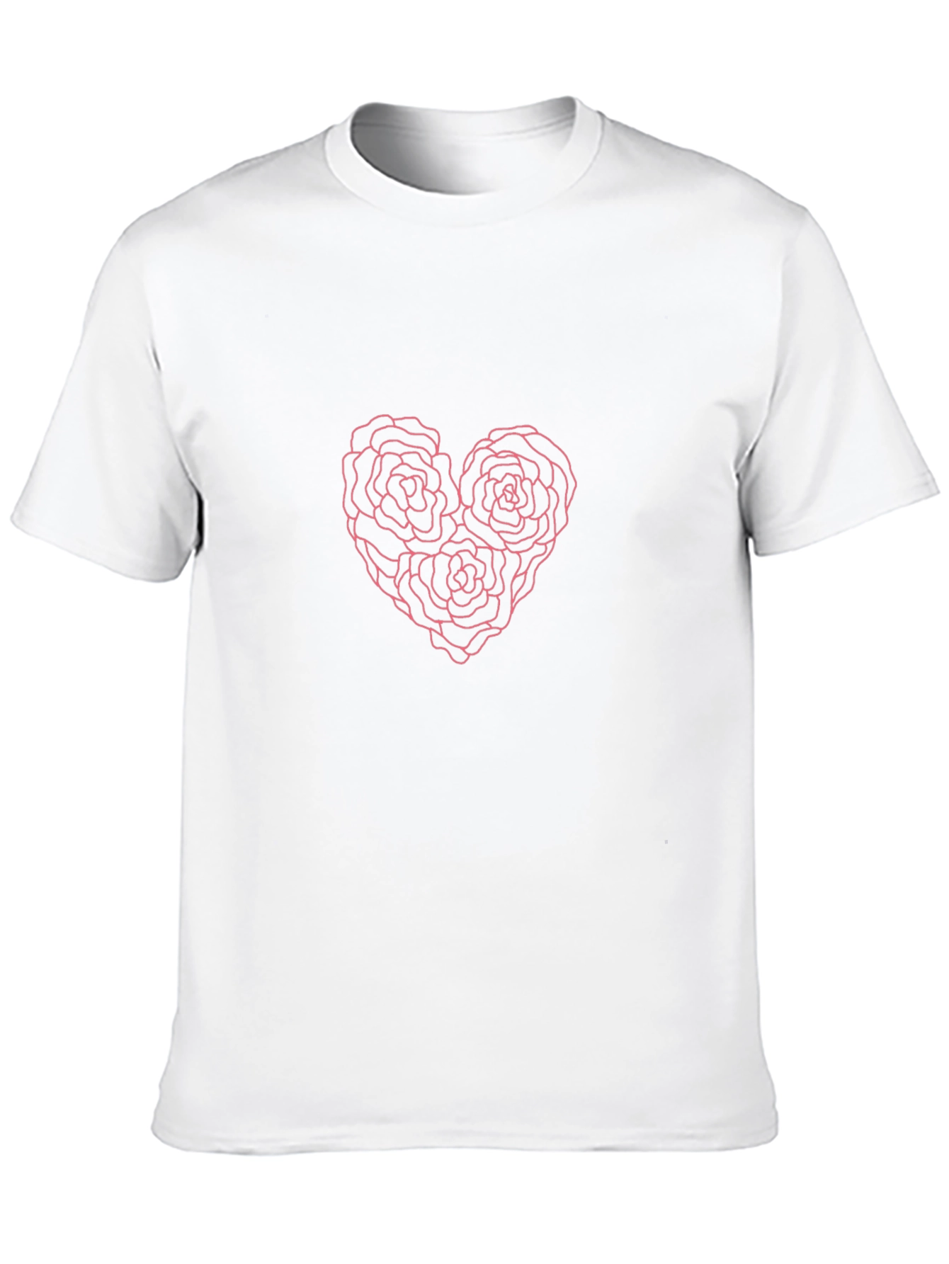 Black T-Shirt with Pink Rose Heart Graphic