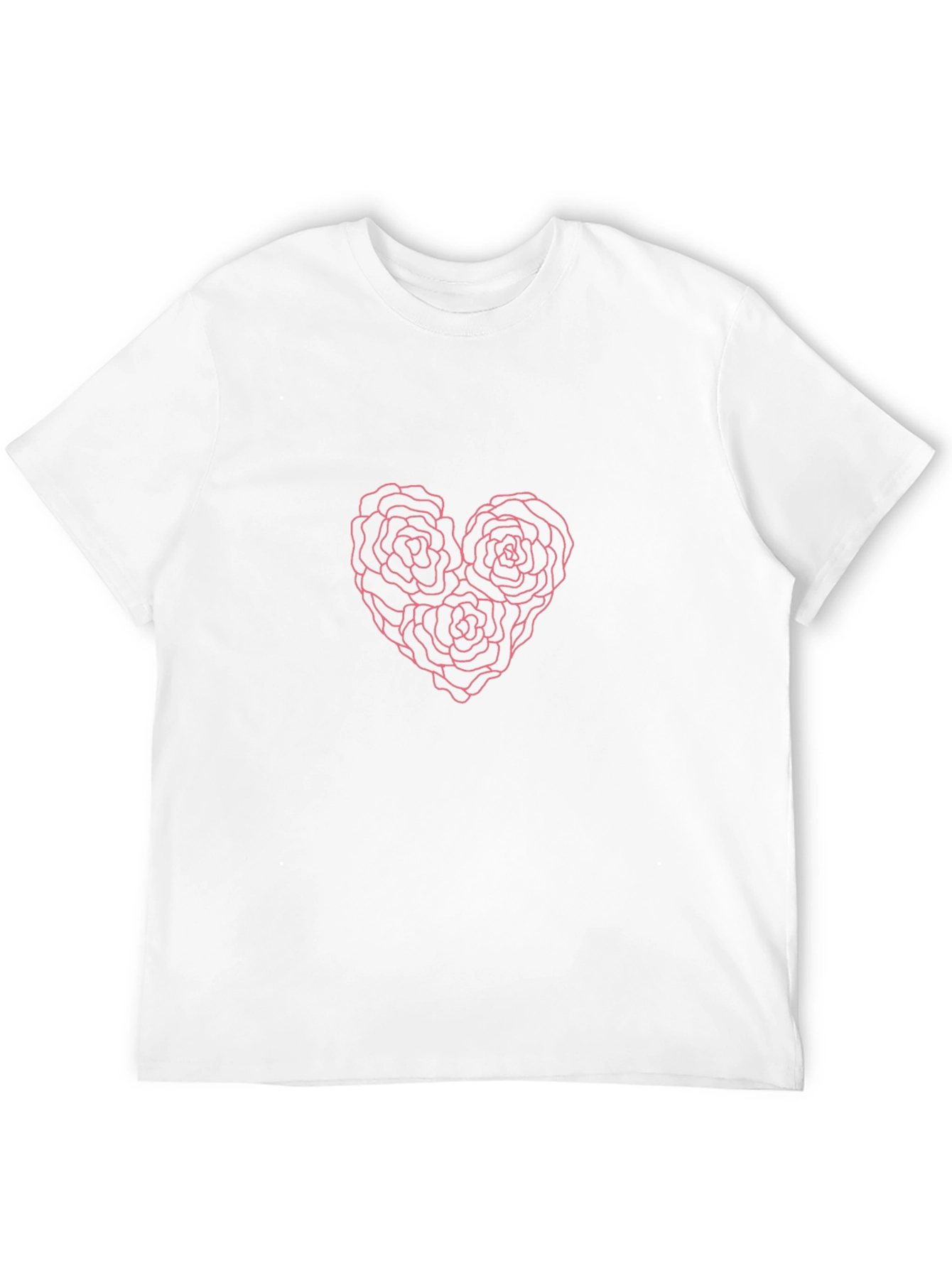 Black T-Shirt with Pink Rose Heart Graphic