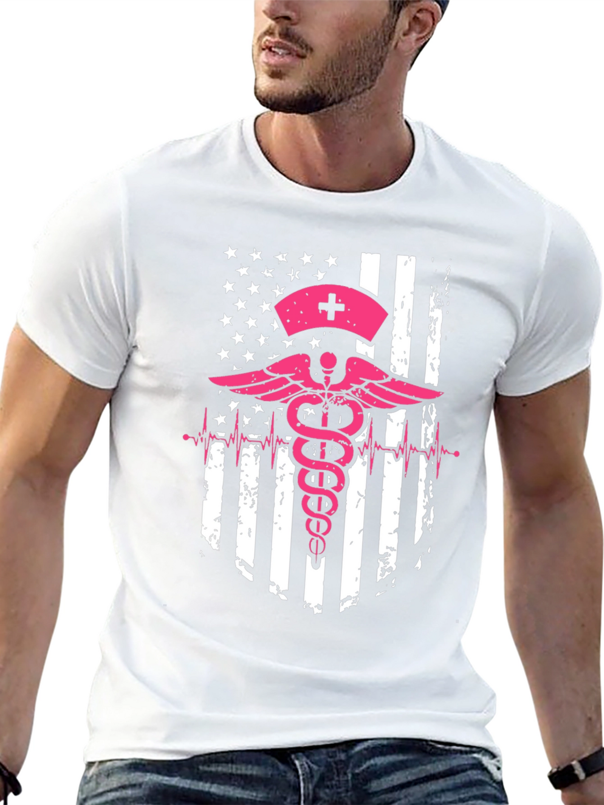 Nurse American Flag Graphic Tee