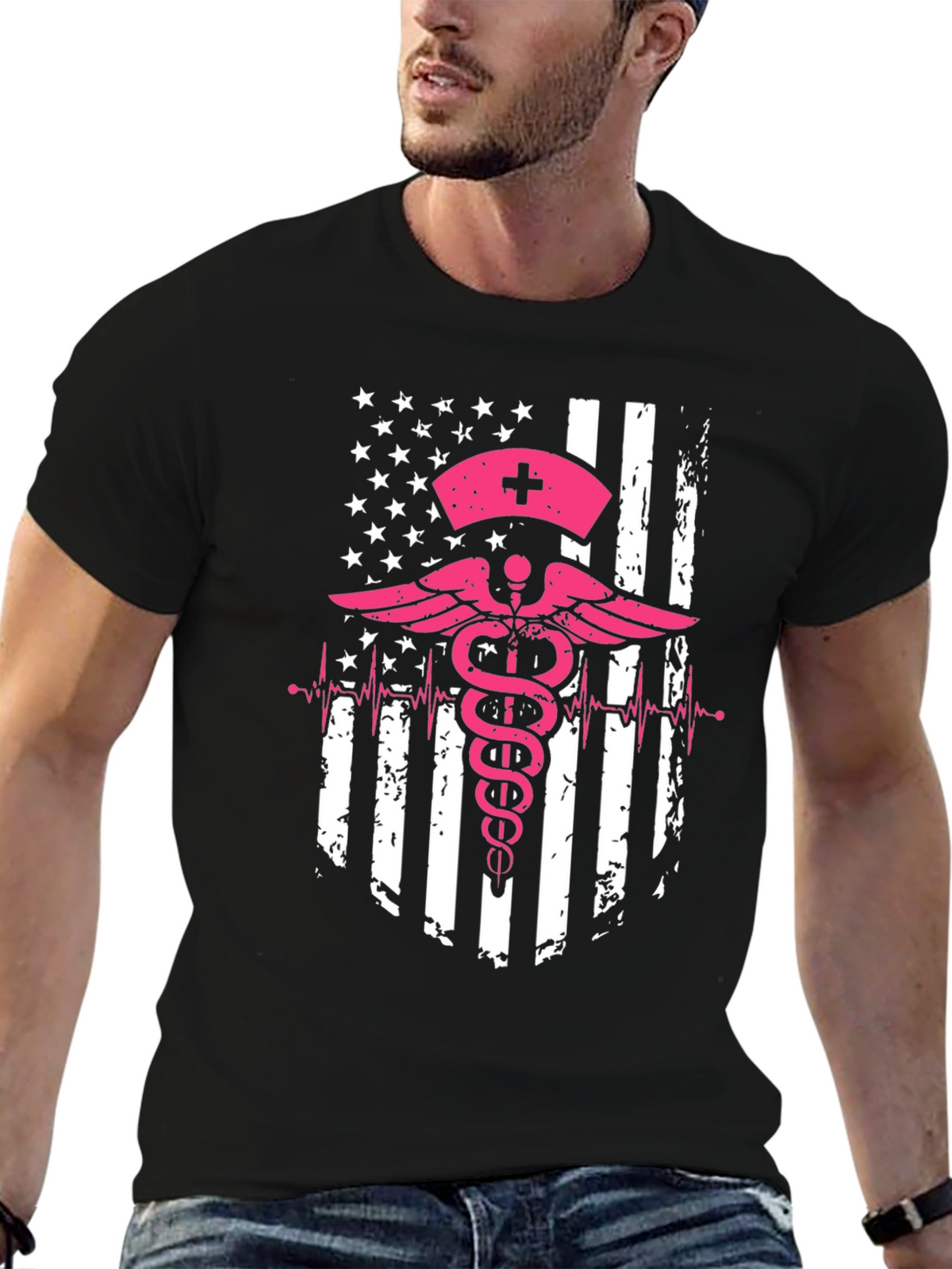 Nurse American Flag Graphic Tee