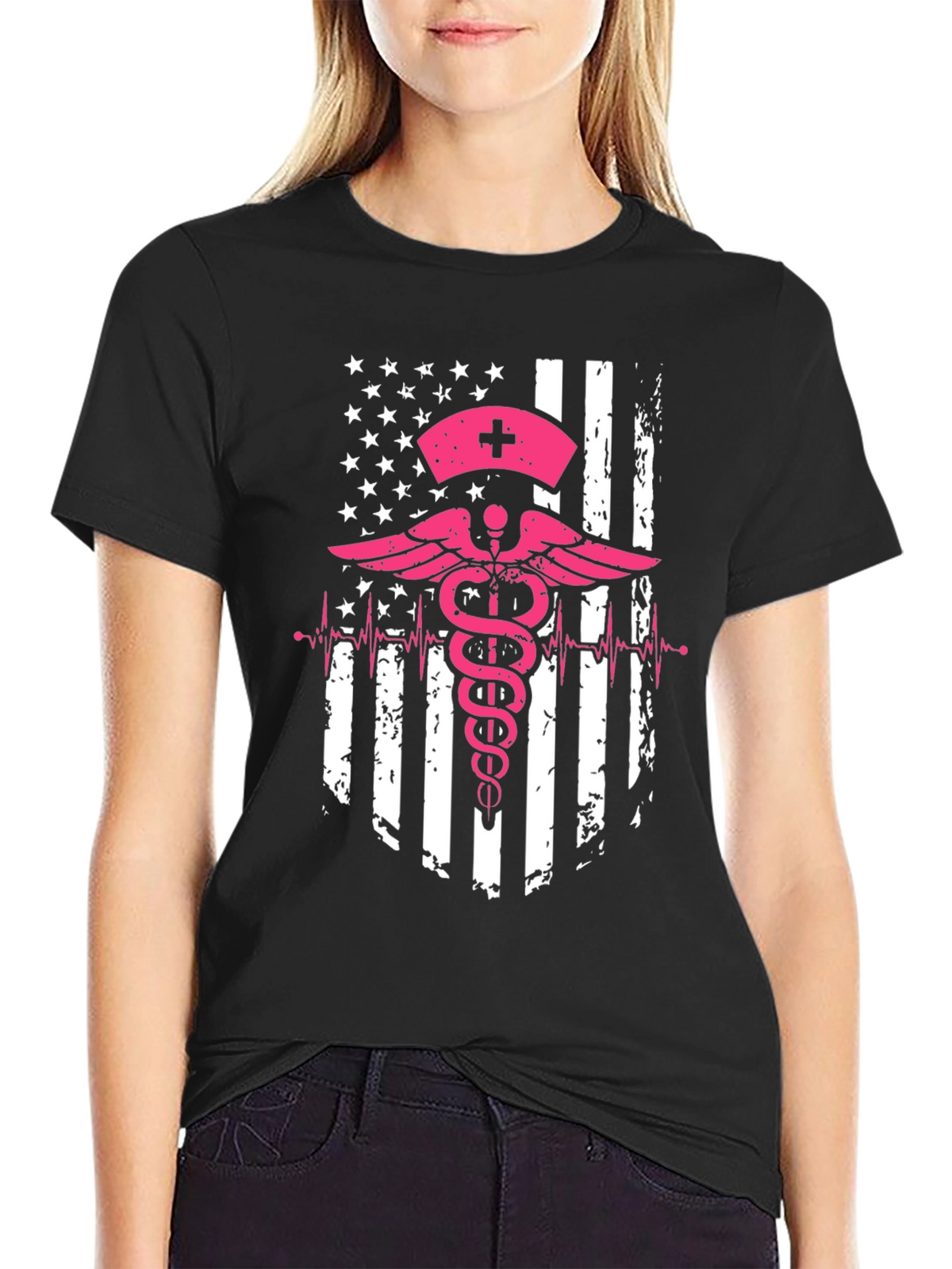Nurse American Flag Graphic Tee