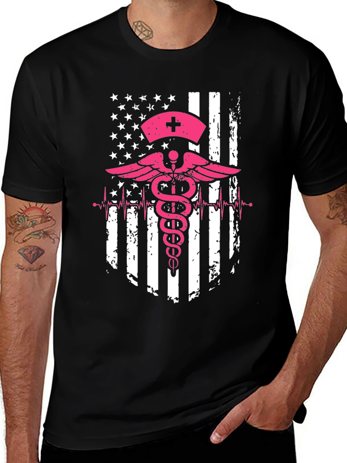 Nurse American Flag Graphic Tee