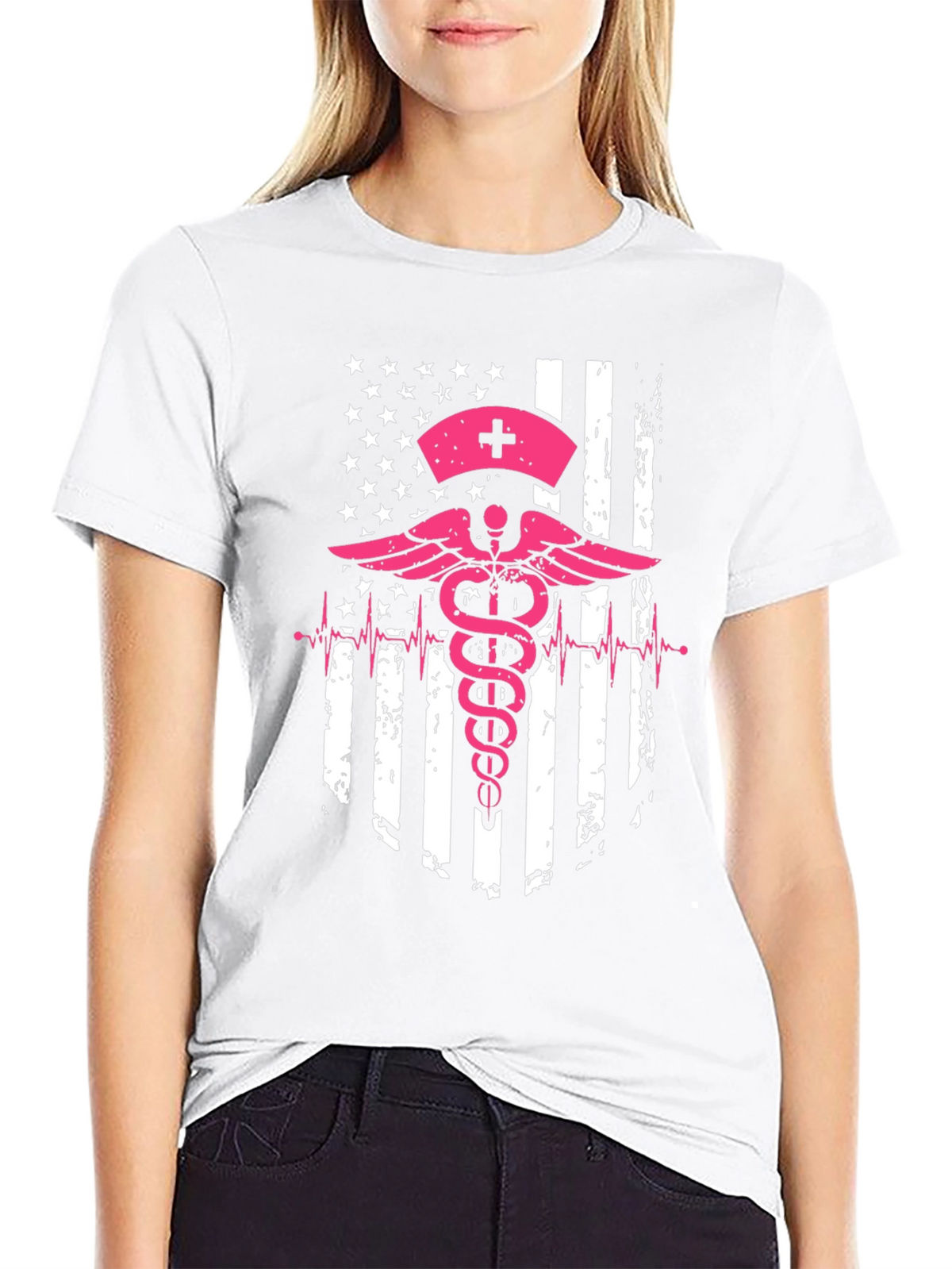 Nurse American Flag Graphic Tee