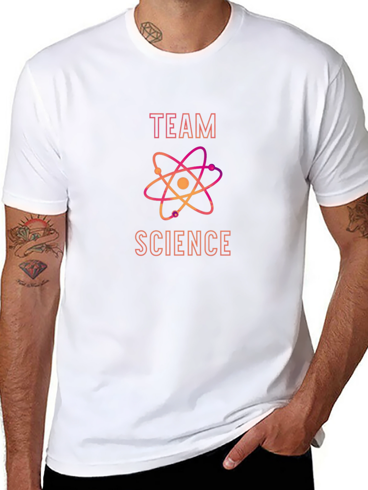 Team Science Black T-Shirt with Atom Design