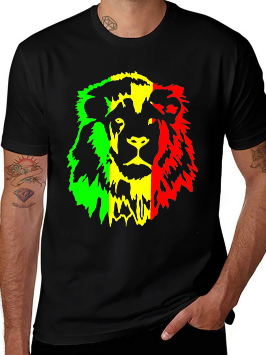 Rasta Lion Graphic Tee - Reggae Inspired Black T-Shirt