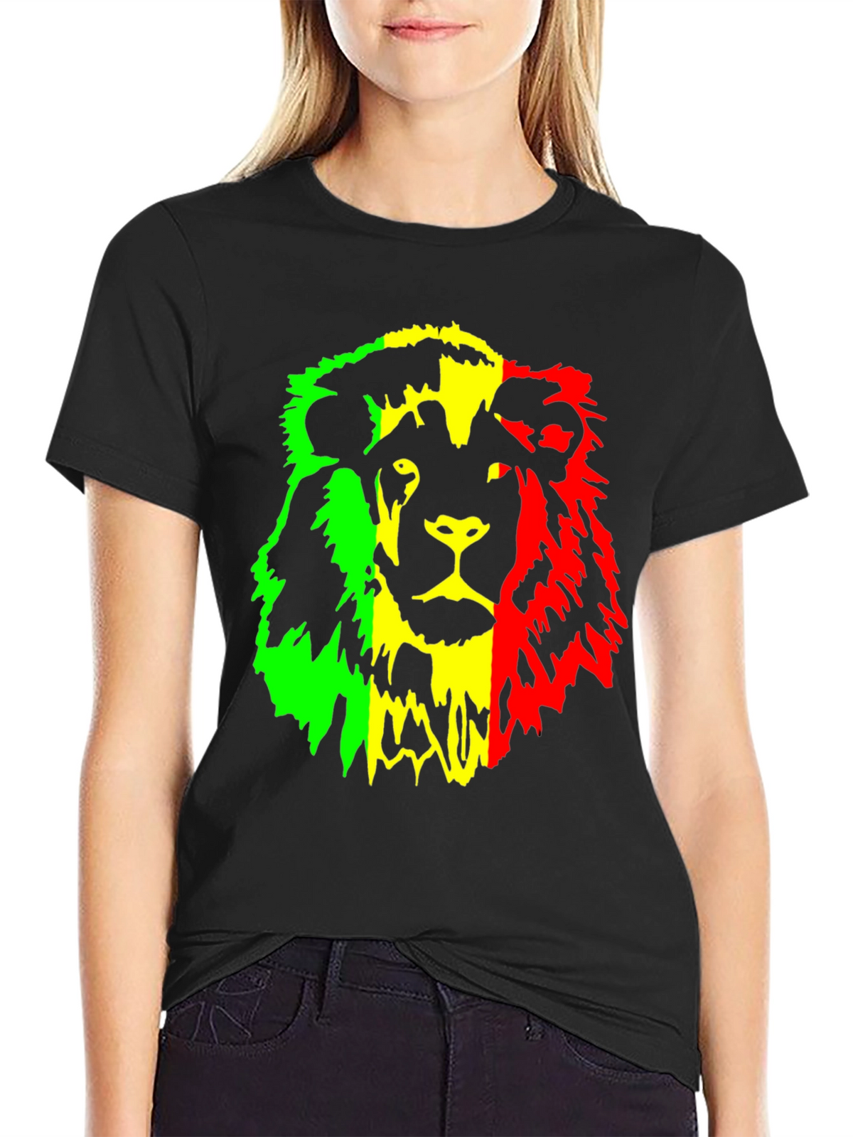 Rasta Lion Graphic Tee - Reggae Inspired Black T-Shirt