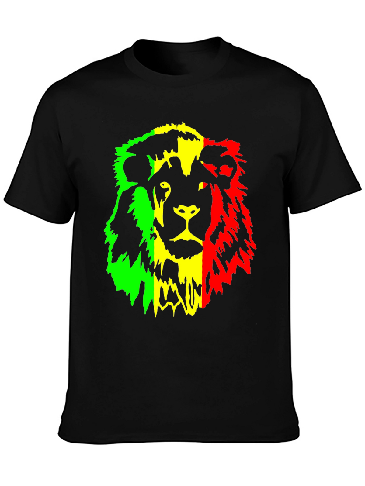Rasta Lion Graphic Tee - Reggae Inspired Black T-Shirt