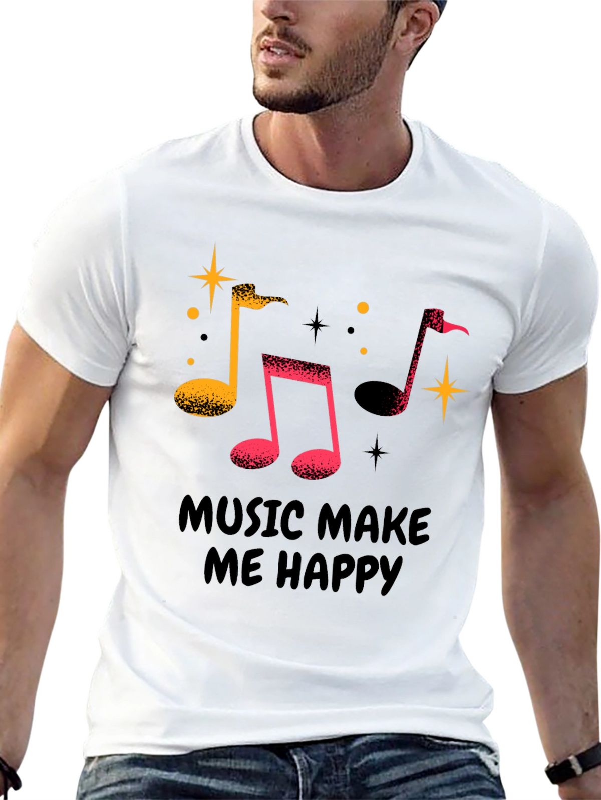 Music Makes Me Happy Graphic T-Shirt
