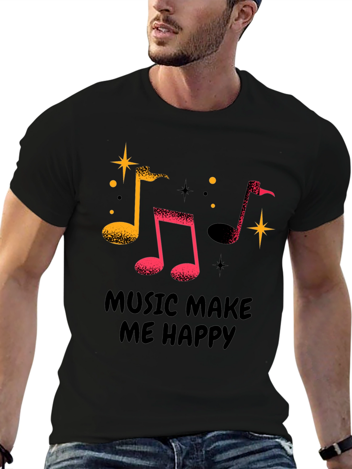 Music Makes Me Happy Graphic T-Shirt