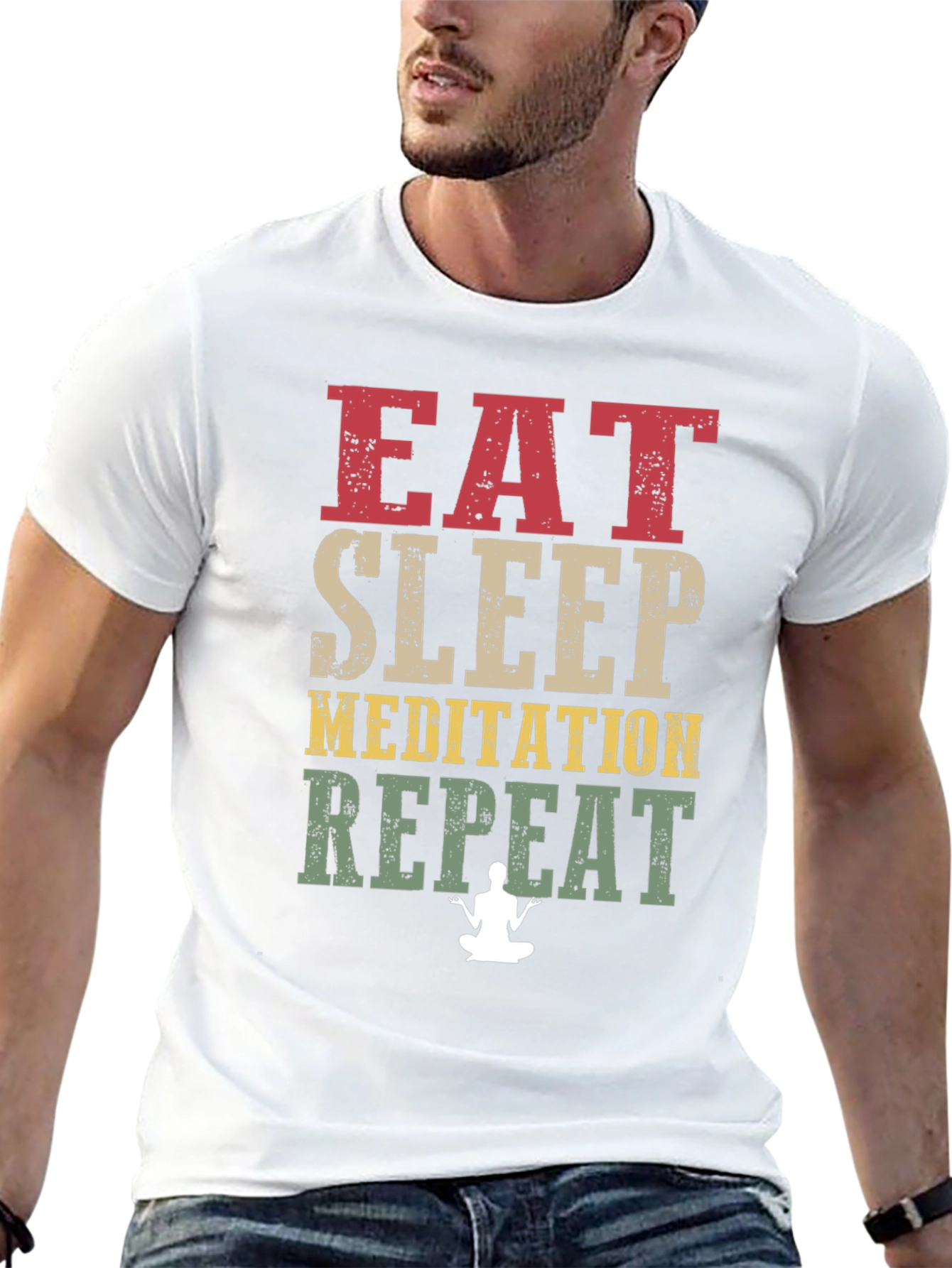 Eat Sleep Meditation Repeat T-Shirt - Relax & Focus