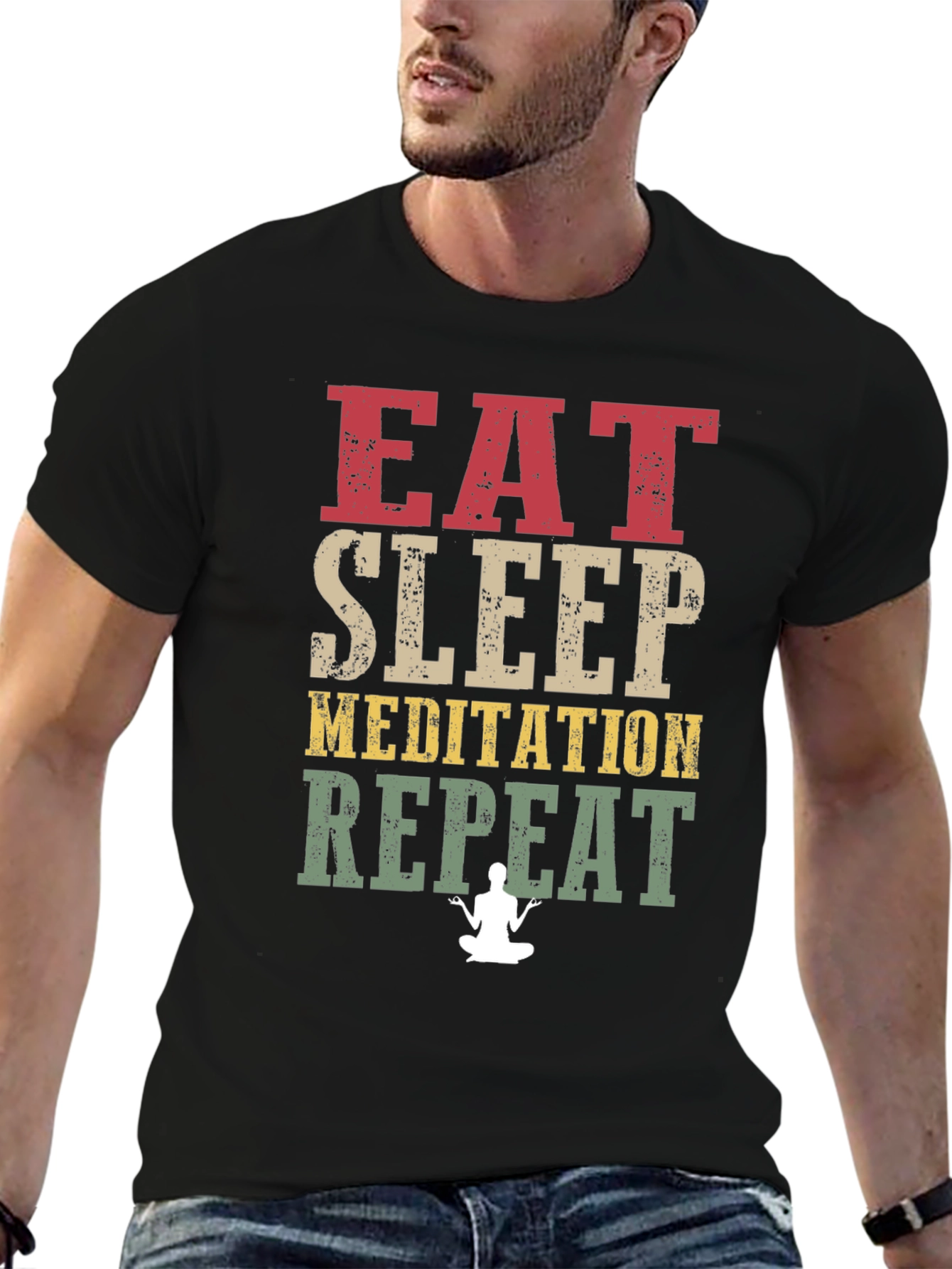 Eat Sleep Meditation Repeat T-Shirt - Relax & Focus