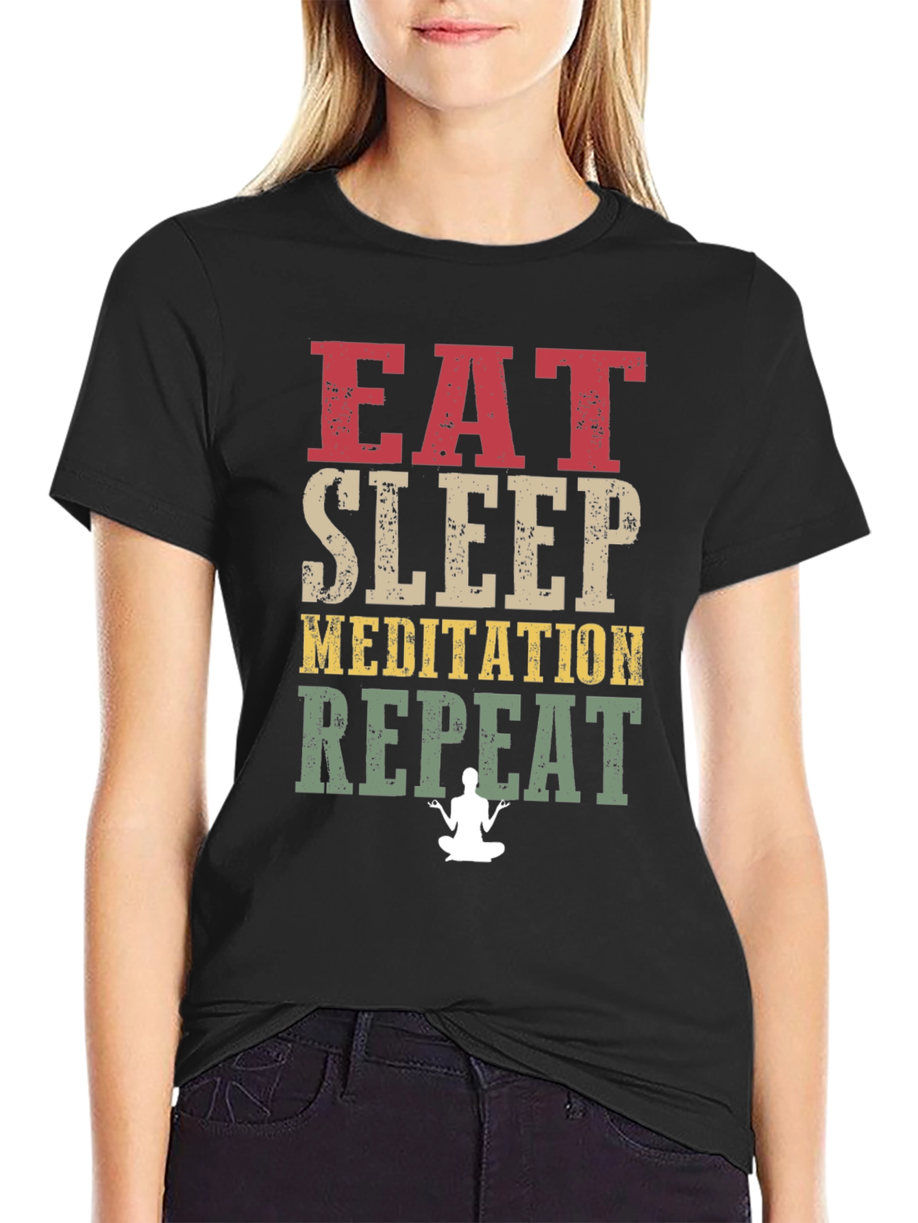 Eat Sleep Meditation Repeat T-Shirt - Relax & Focus