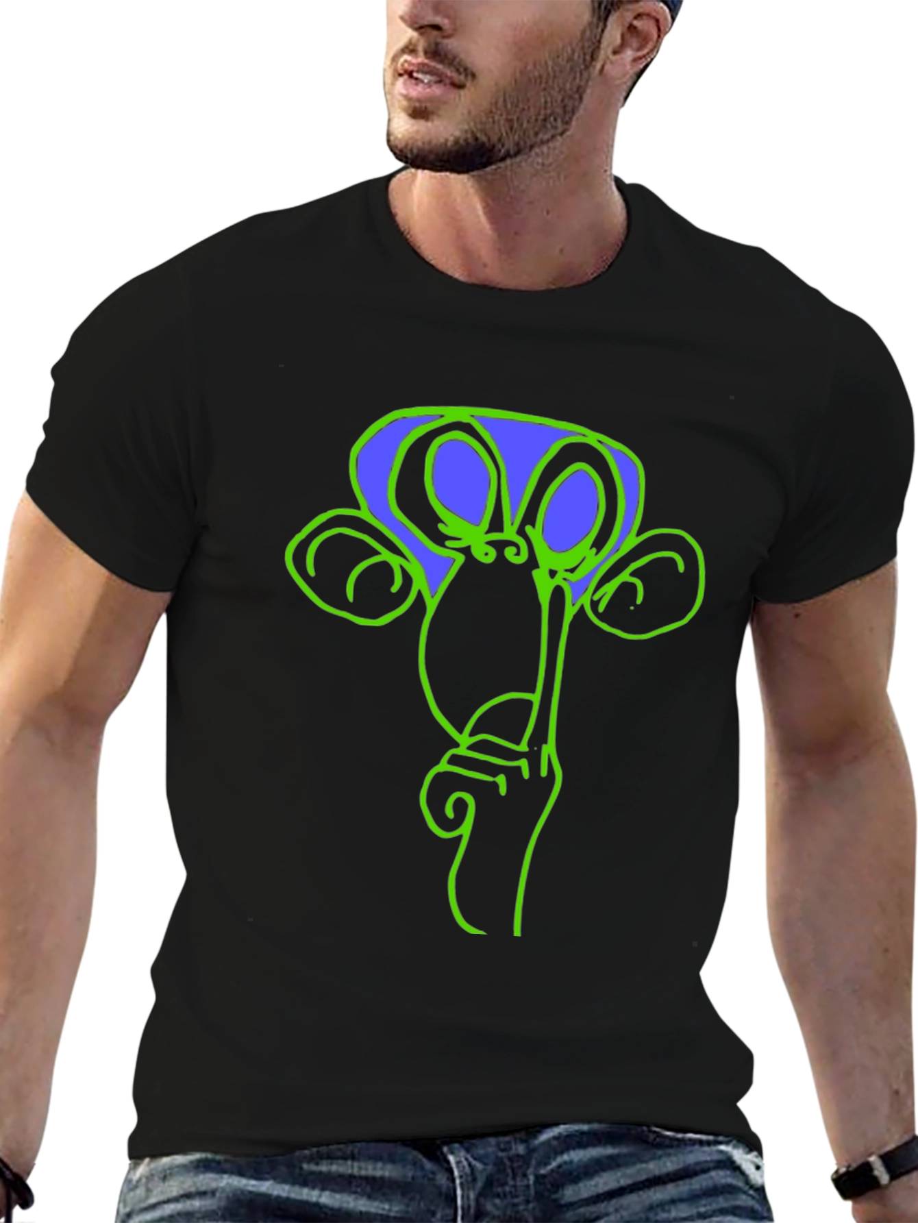 Shhh Monkey Graphic Tee - Casual Black T-Shirt