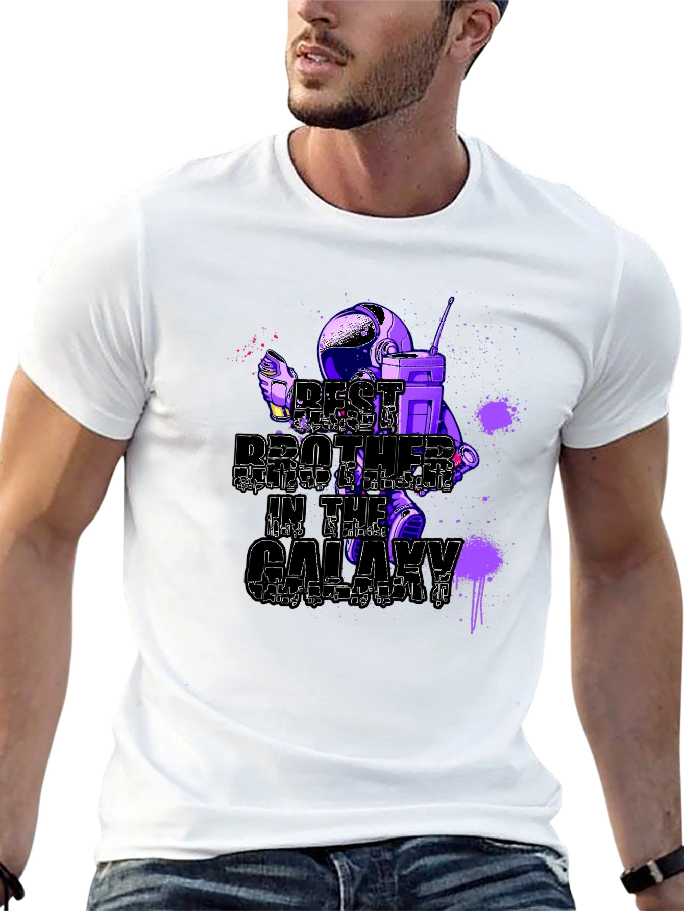 Best Brother in the Galaxy Astronaut T-Shirt - Black