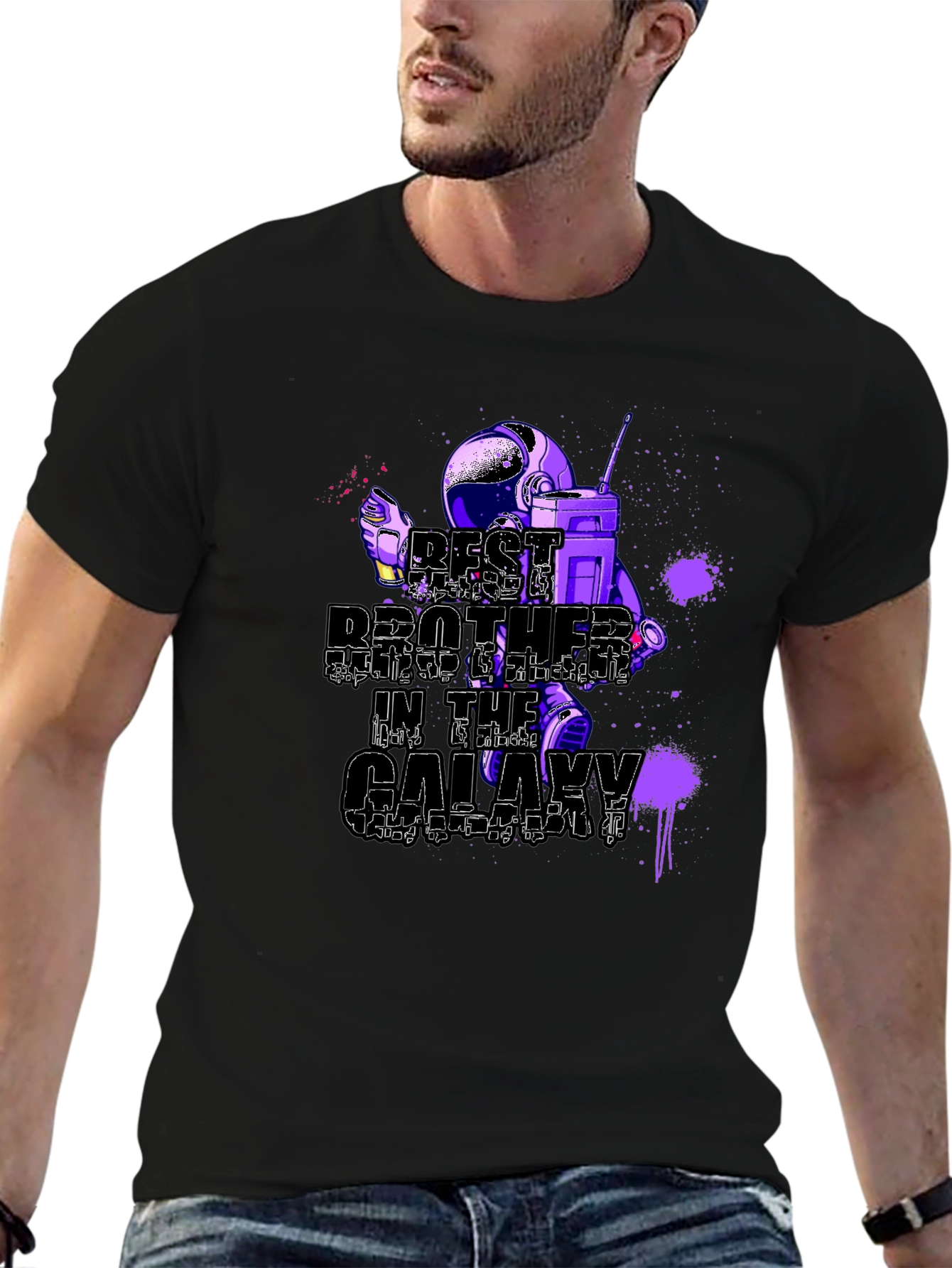 Best Brother in the Galaxy Astronaut T-Shirt - Black