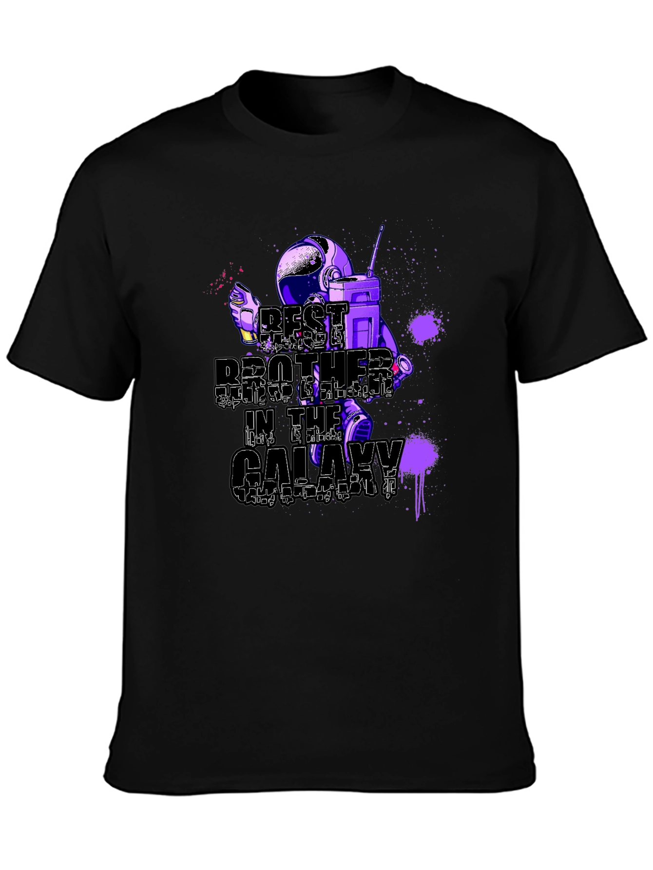 Best Brother in the Galaxy Astronaut T-Shirt - Black
