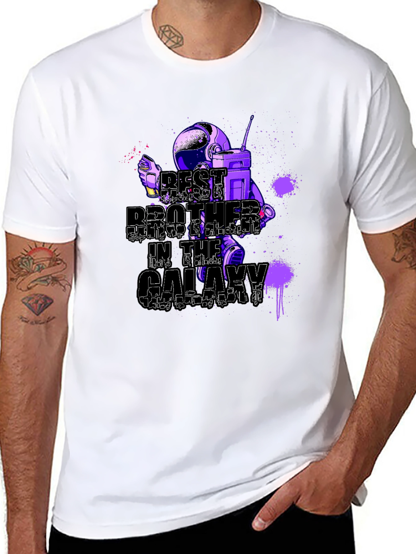Best Brother in the Galaxy Astronaut T-Shirt - Black
