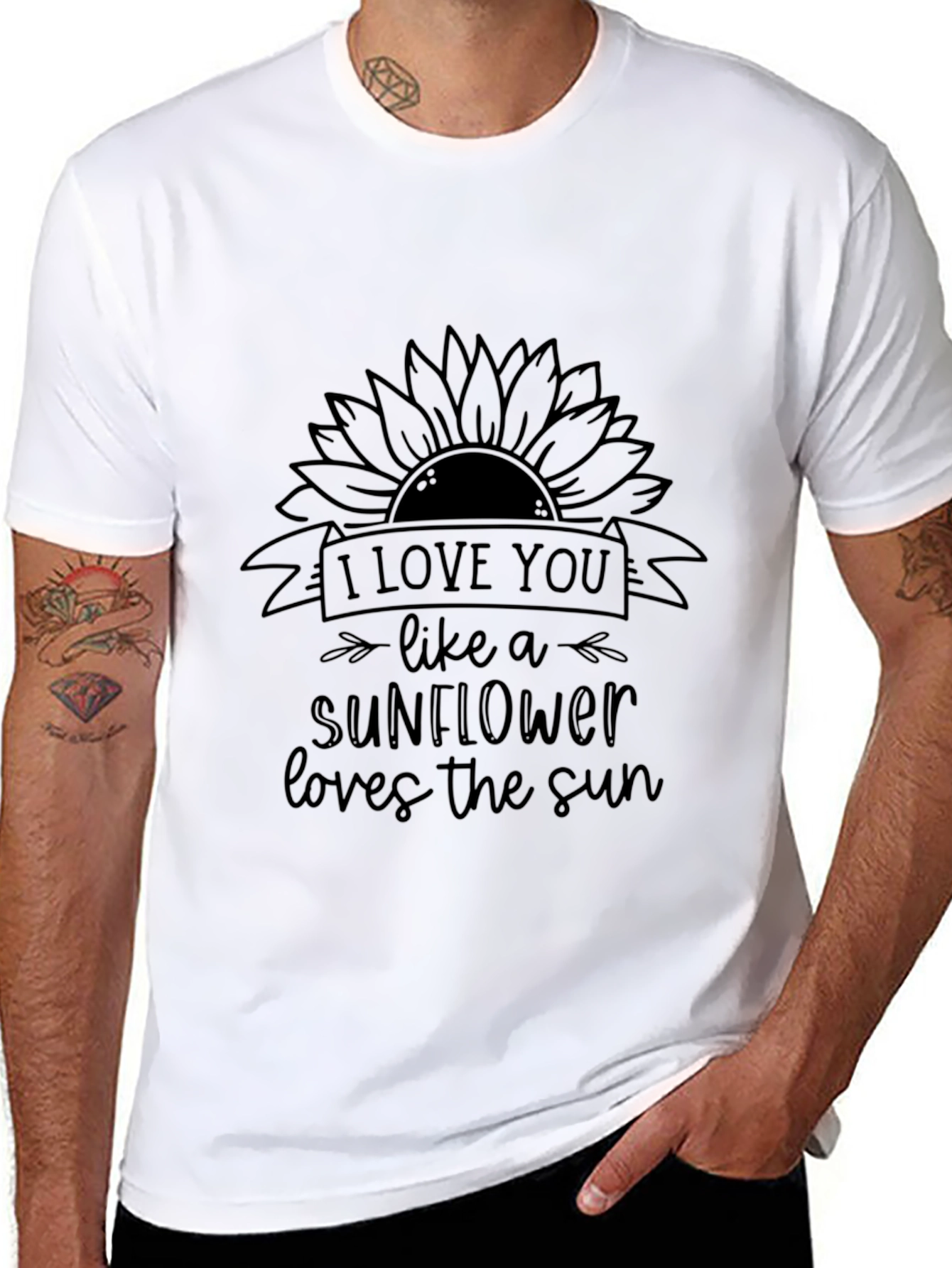 I Love You Like A Sunflower Black T-Shirt