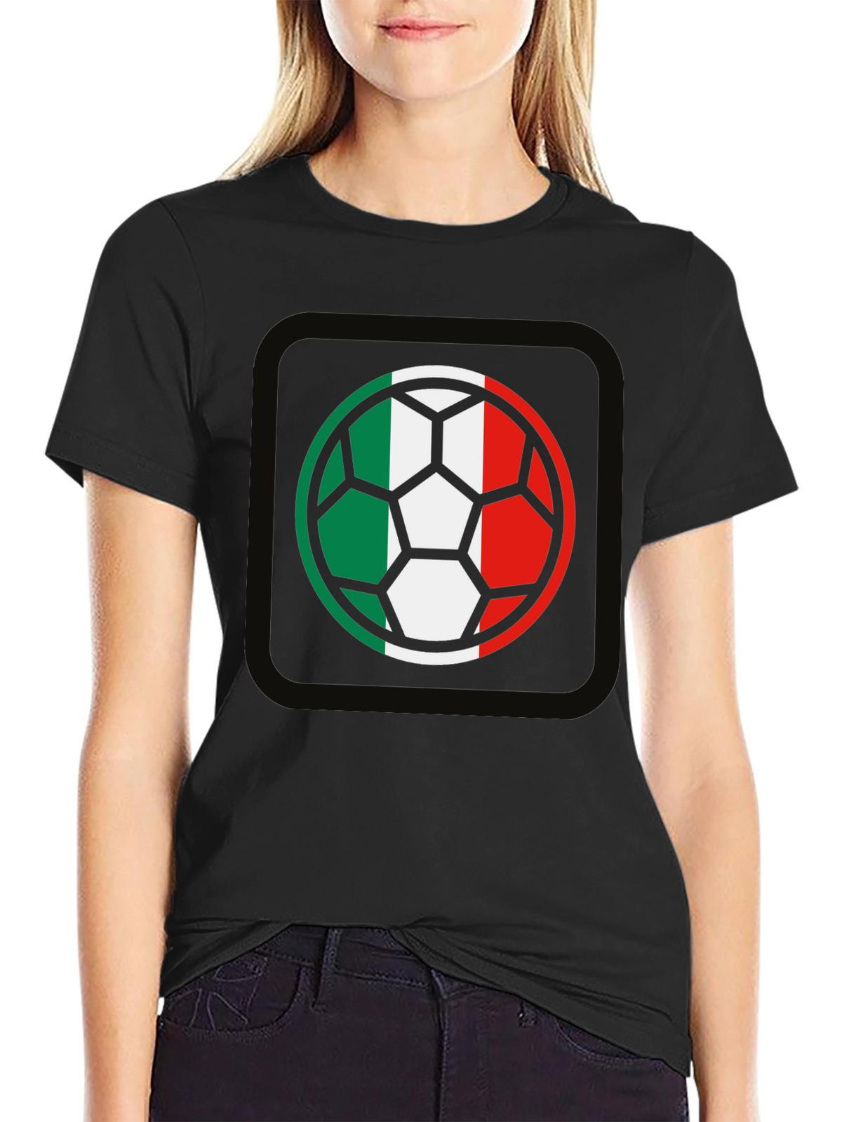 Italy Flag Soccer Ball Graphic T-Shirt