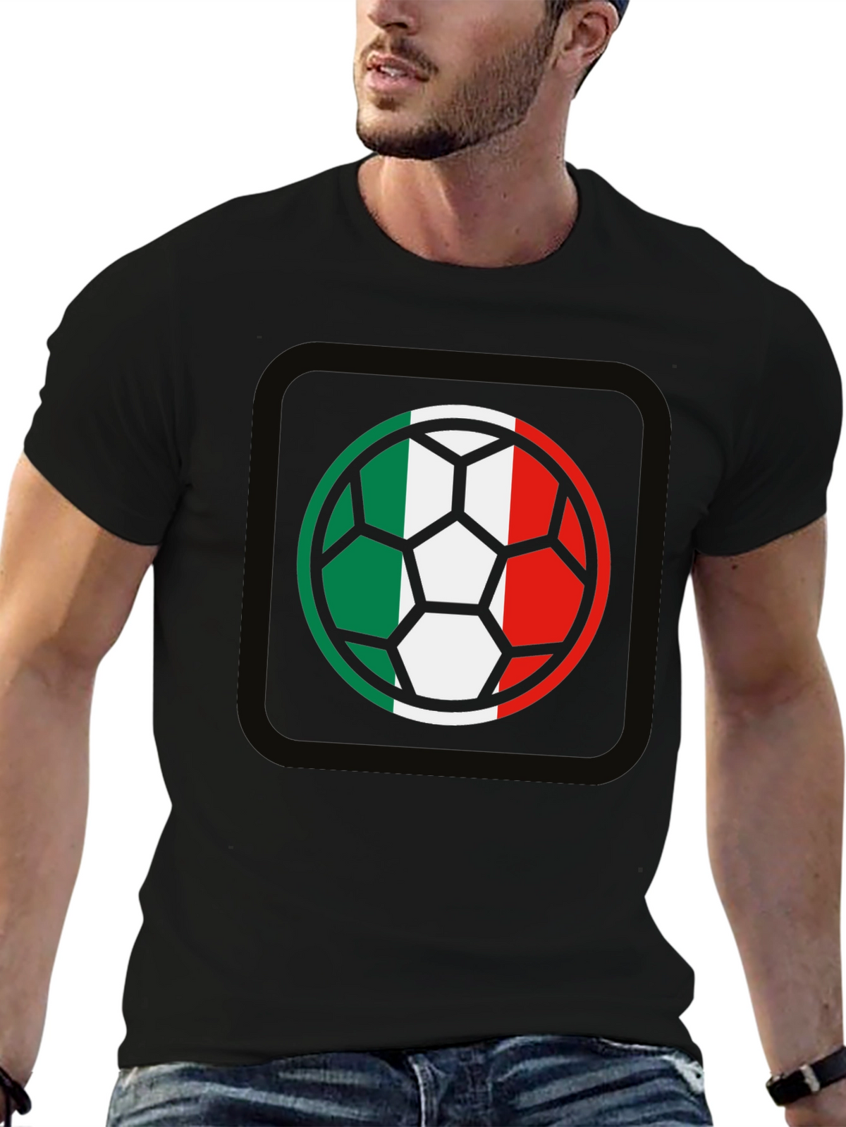 Italy Flag Soccer Ball Graphic T-Shirt