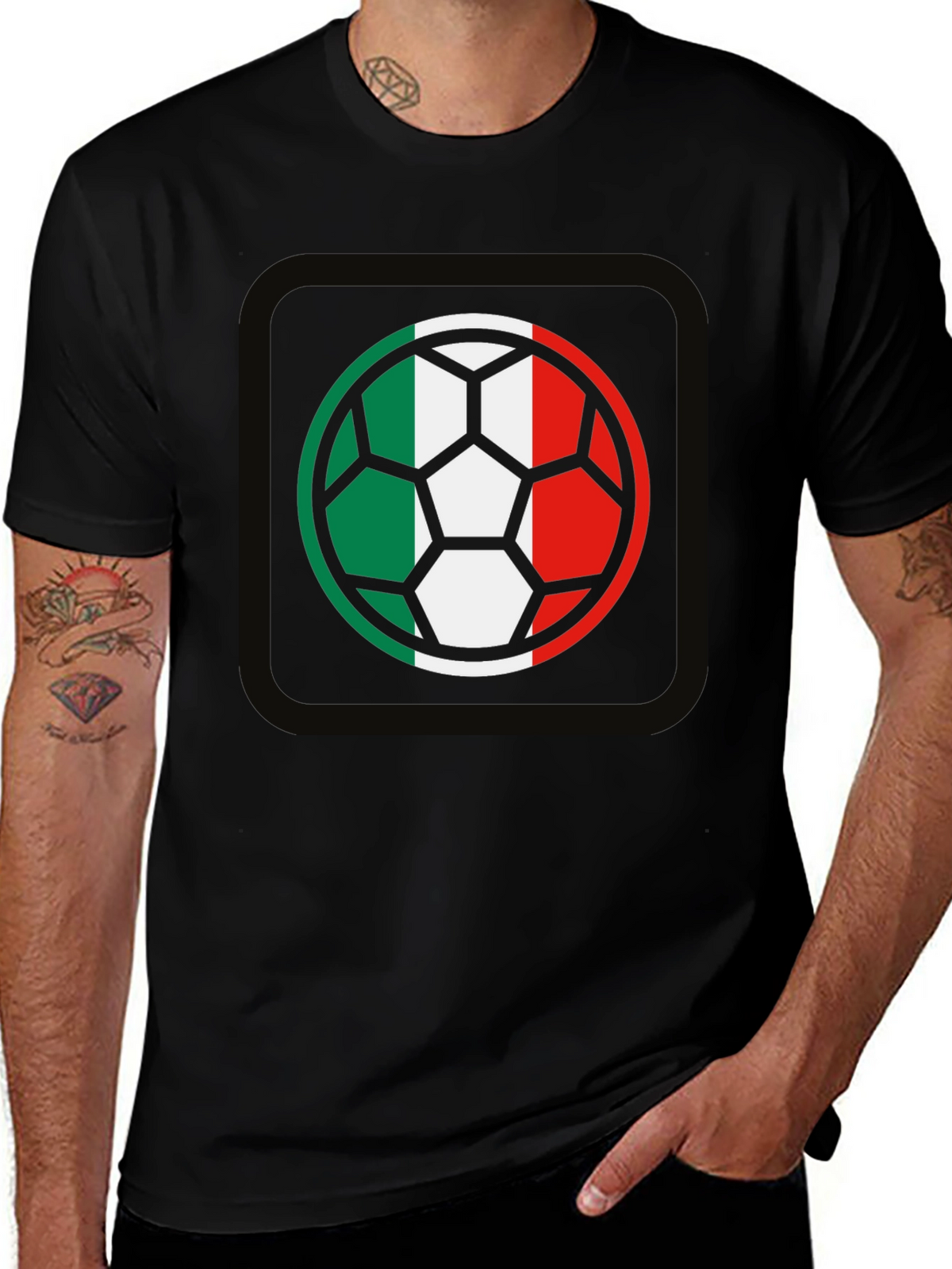 Italy Flag Soccer Ball Graphic T-Shirt