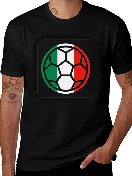 Italy Flag Soccer Ball Graphic T-Shirt