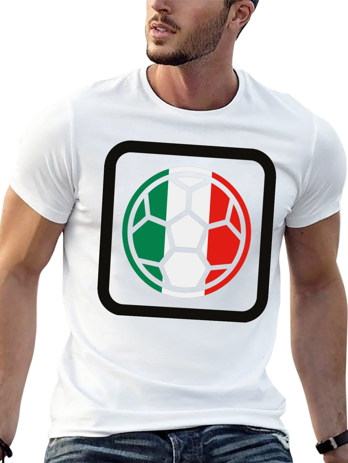 Italy Flag Soccer Ball Graphic T-Shirt