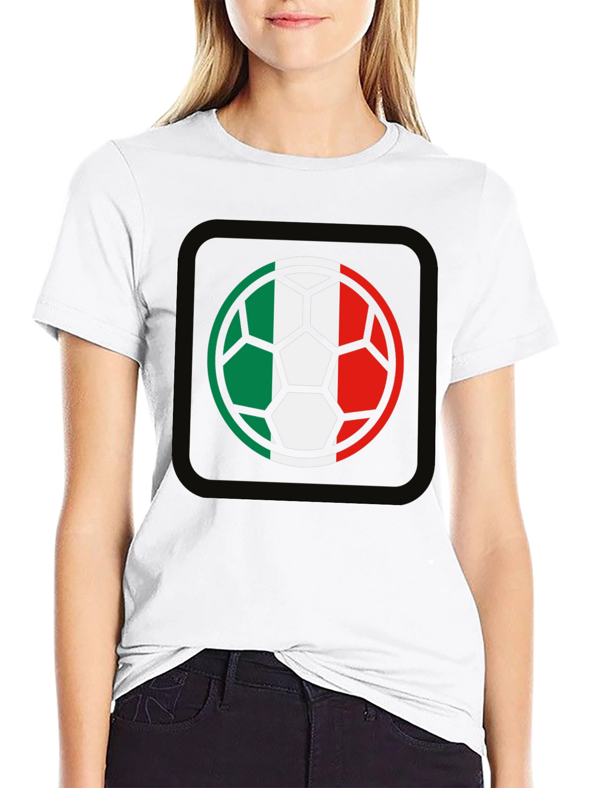 Italy Flag Soccer Ball Graphic T-Shirt