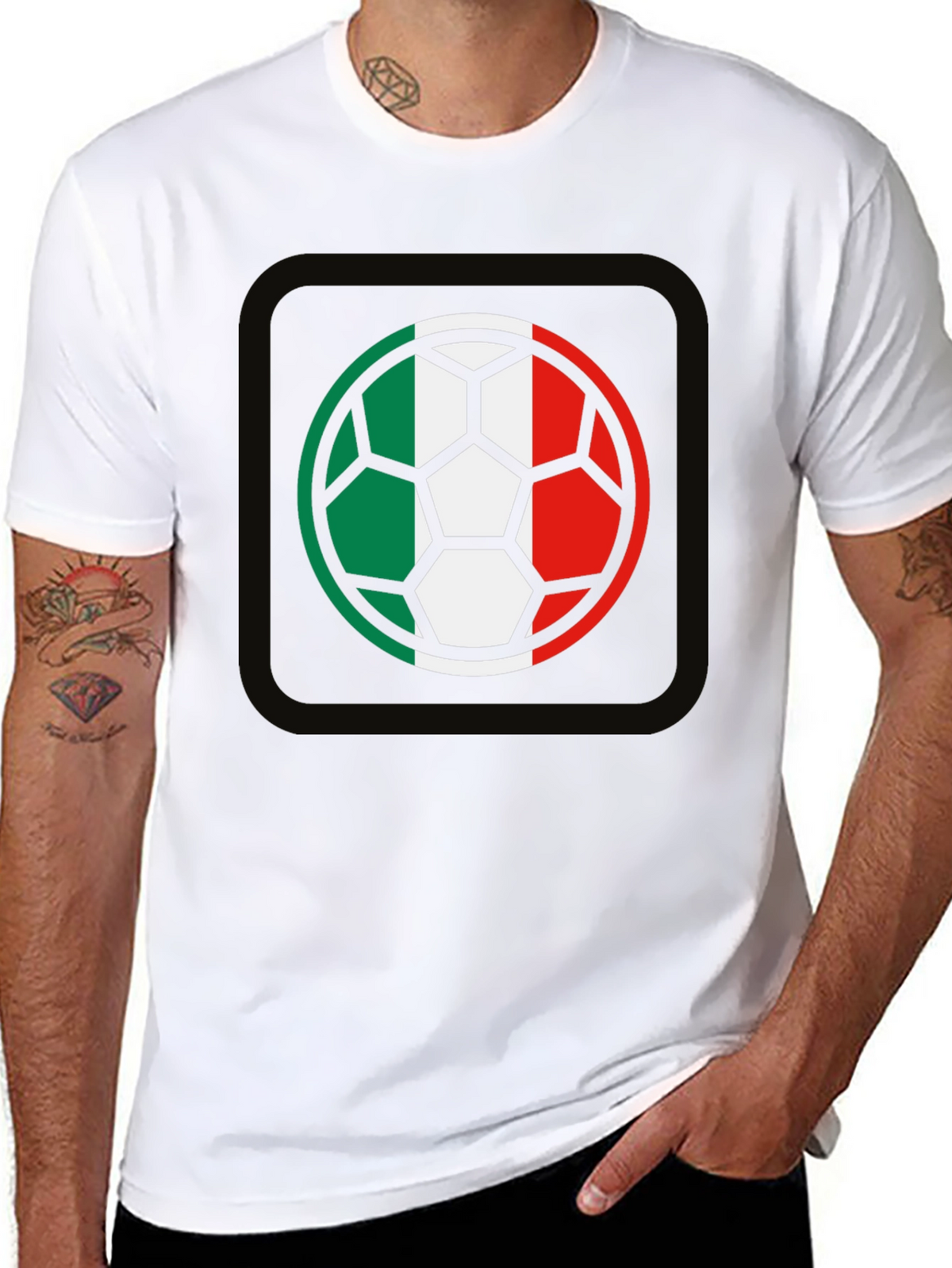 Italy Flag Soccer Ball Graphic T-Shirt