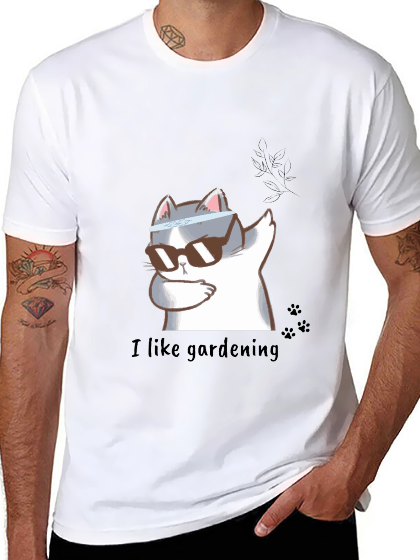 Cool Cat Gardener T-Shirt - Funny Design
