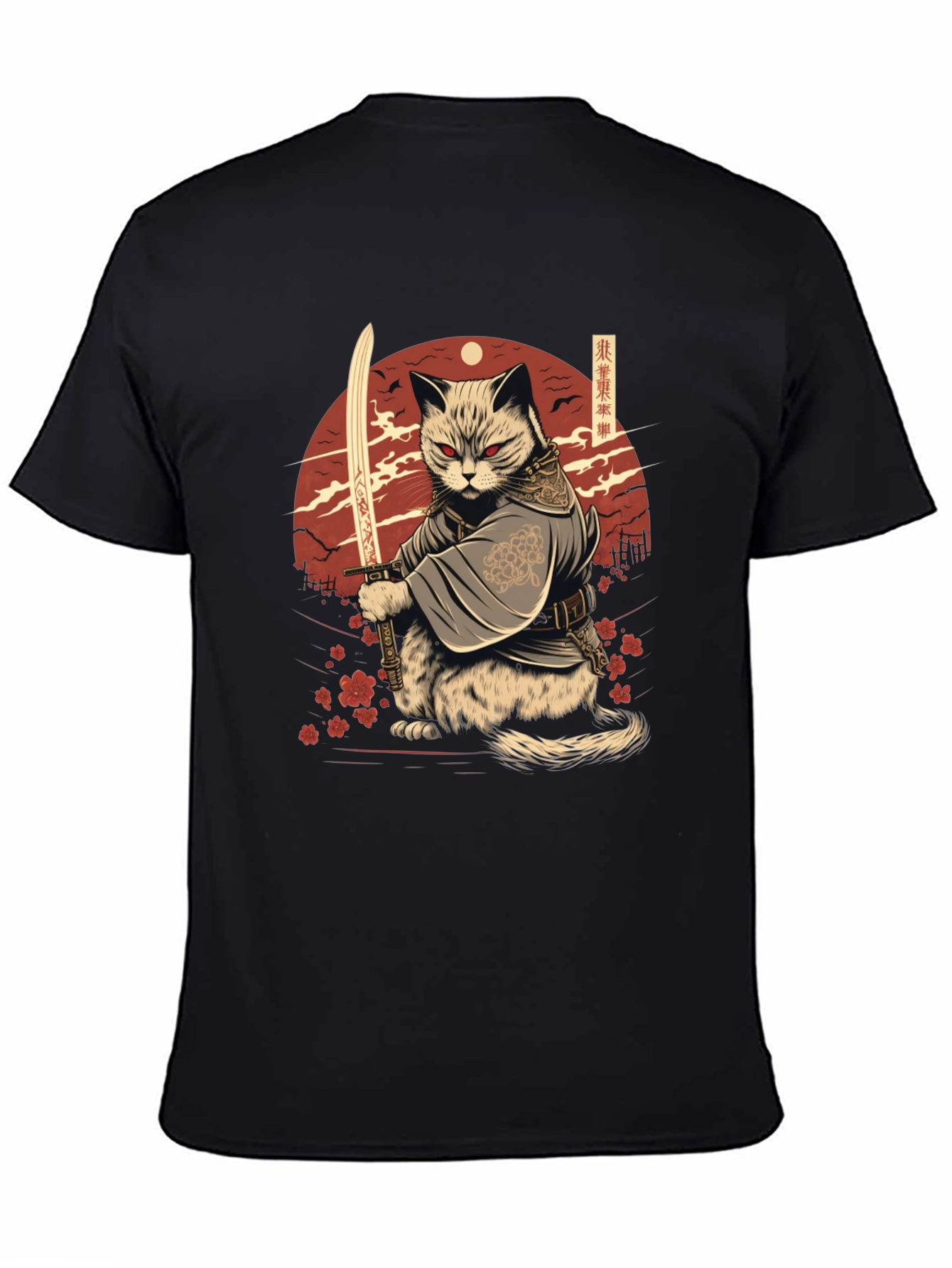 Samurai Cat T-Shirt - Japanese Warrior Kitten Tee