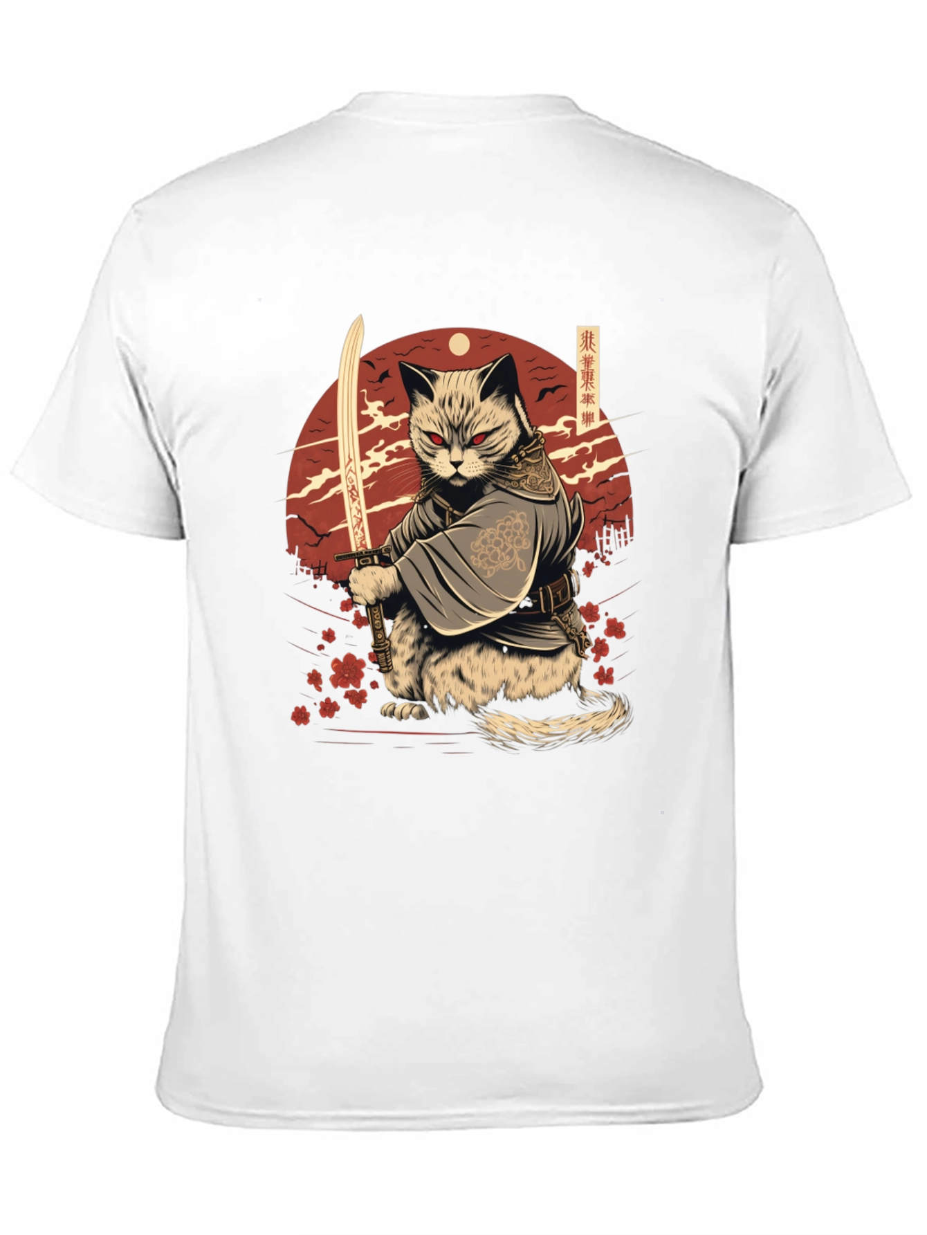 Samurai Cat T-Shirt - Japanese Warrior Kitten Tee