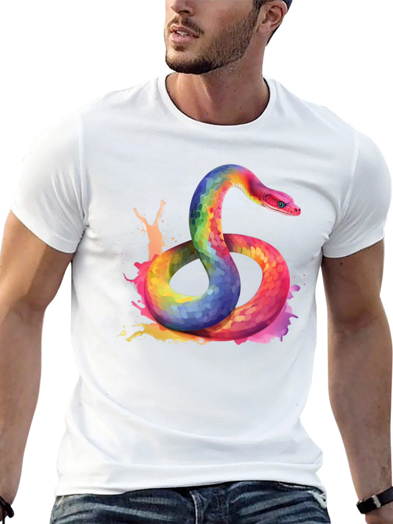 Rainbow Snake Graphic Tee - Bold Style