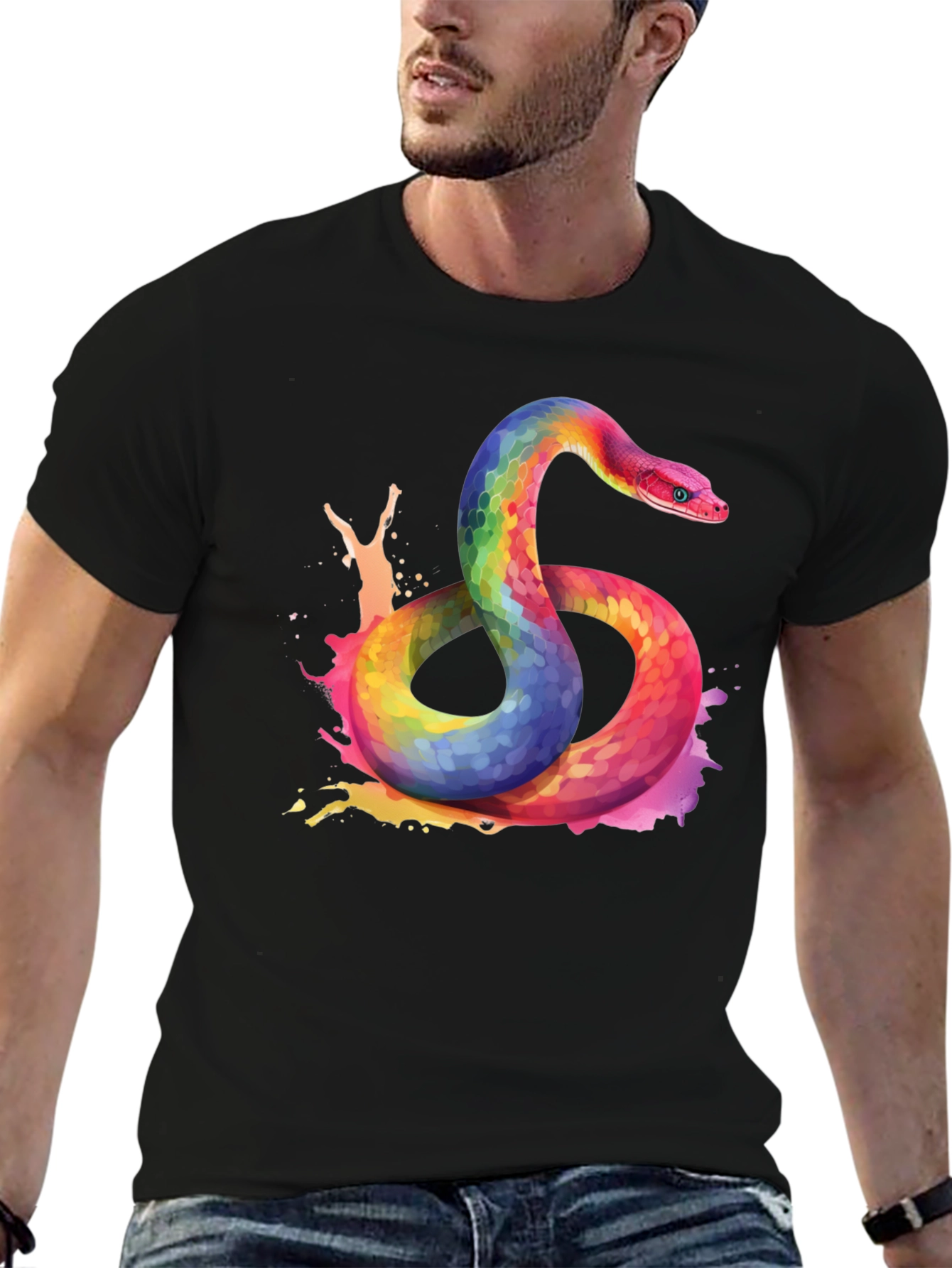 Rainbow Snake Graphic Tee - Bold Style