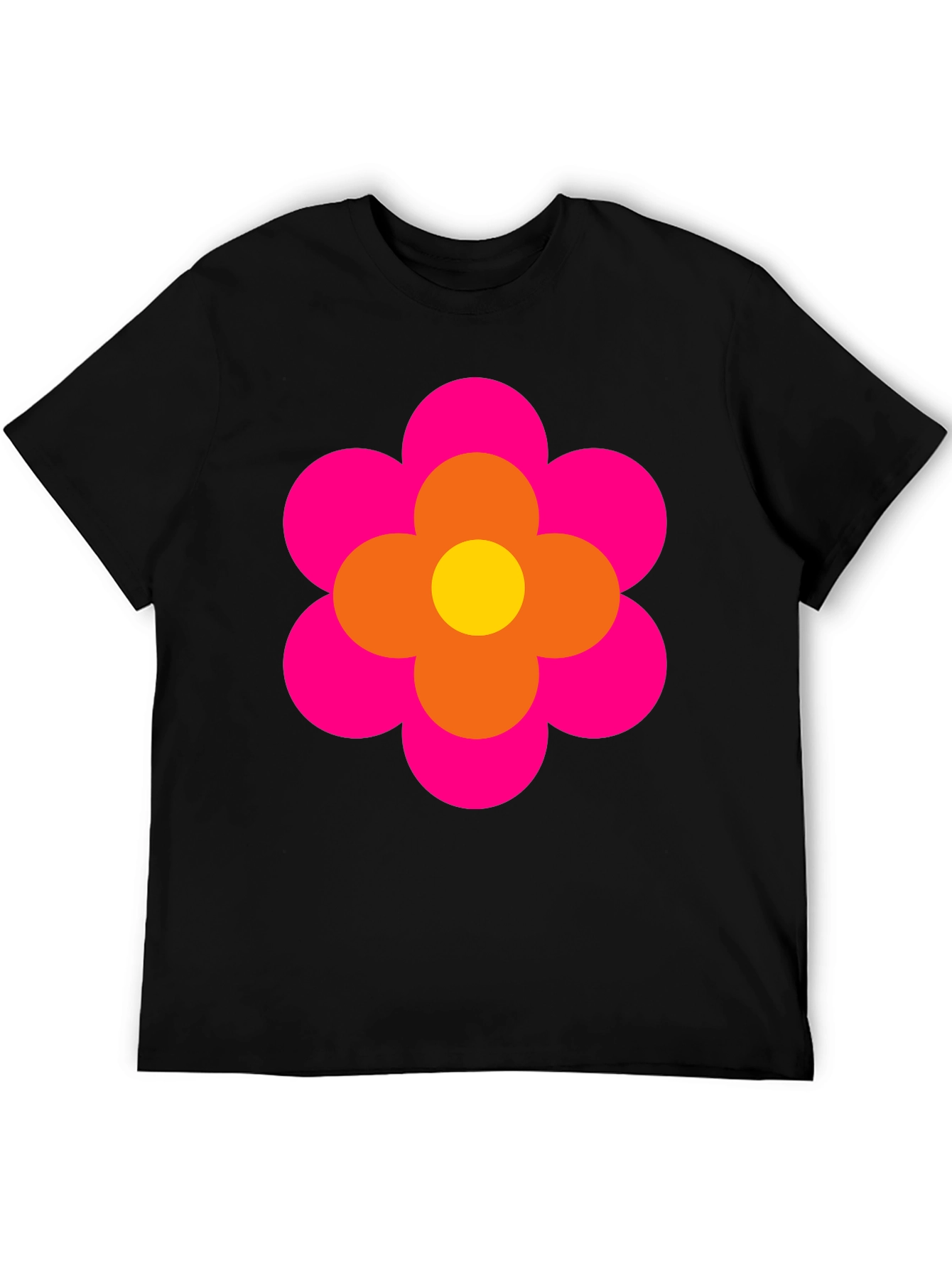 Retro Flower Power Graphic Tee - Black