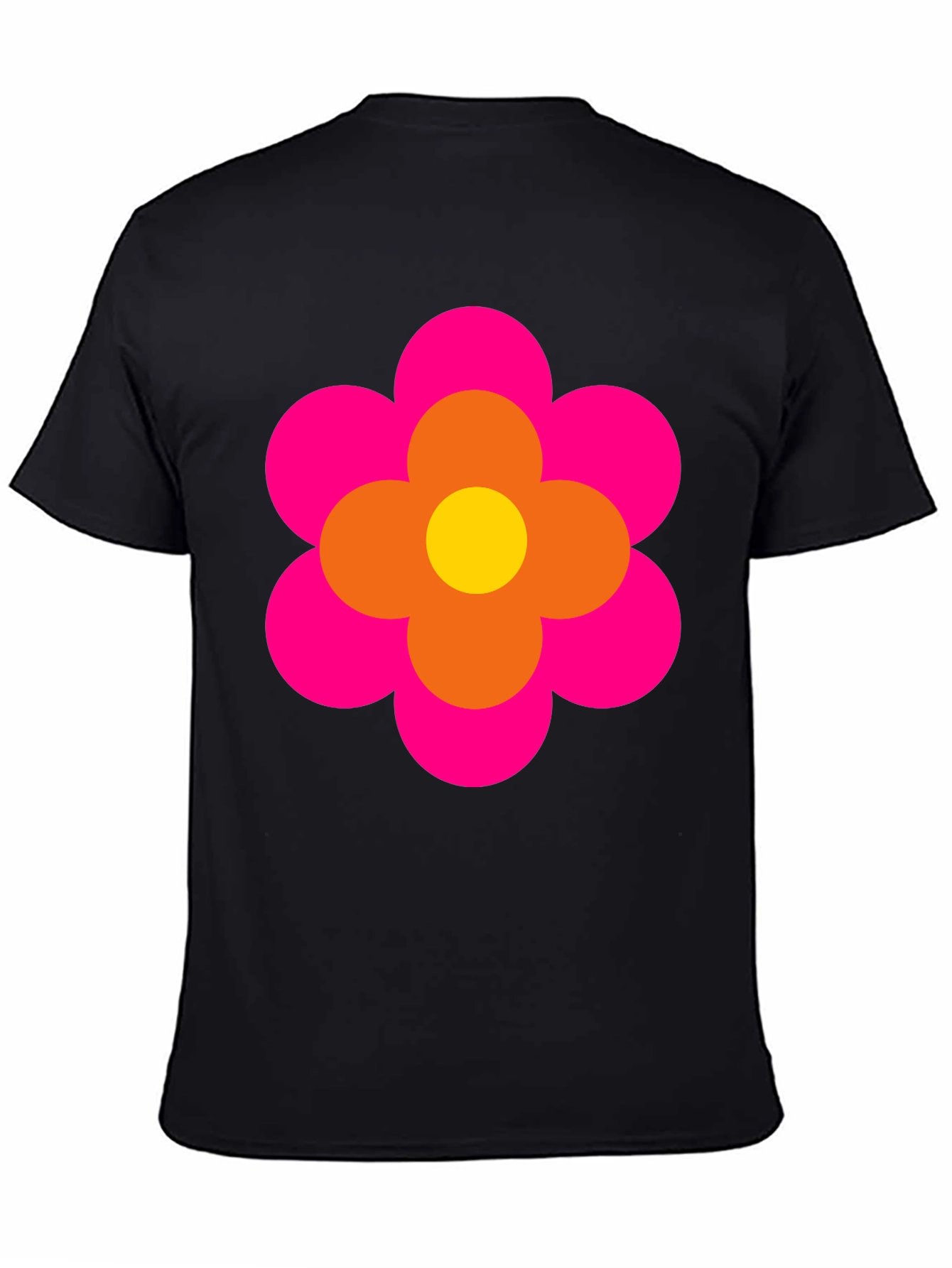 Retro Flower Power Graphic Tee - Black