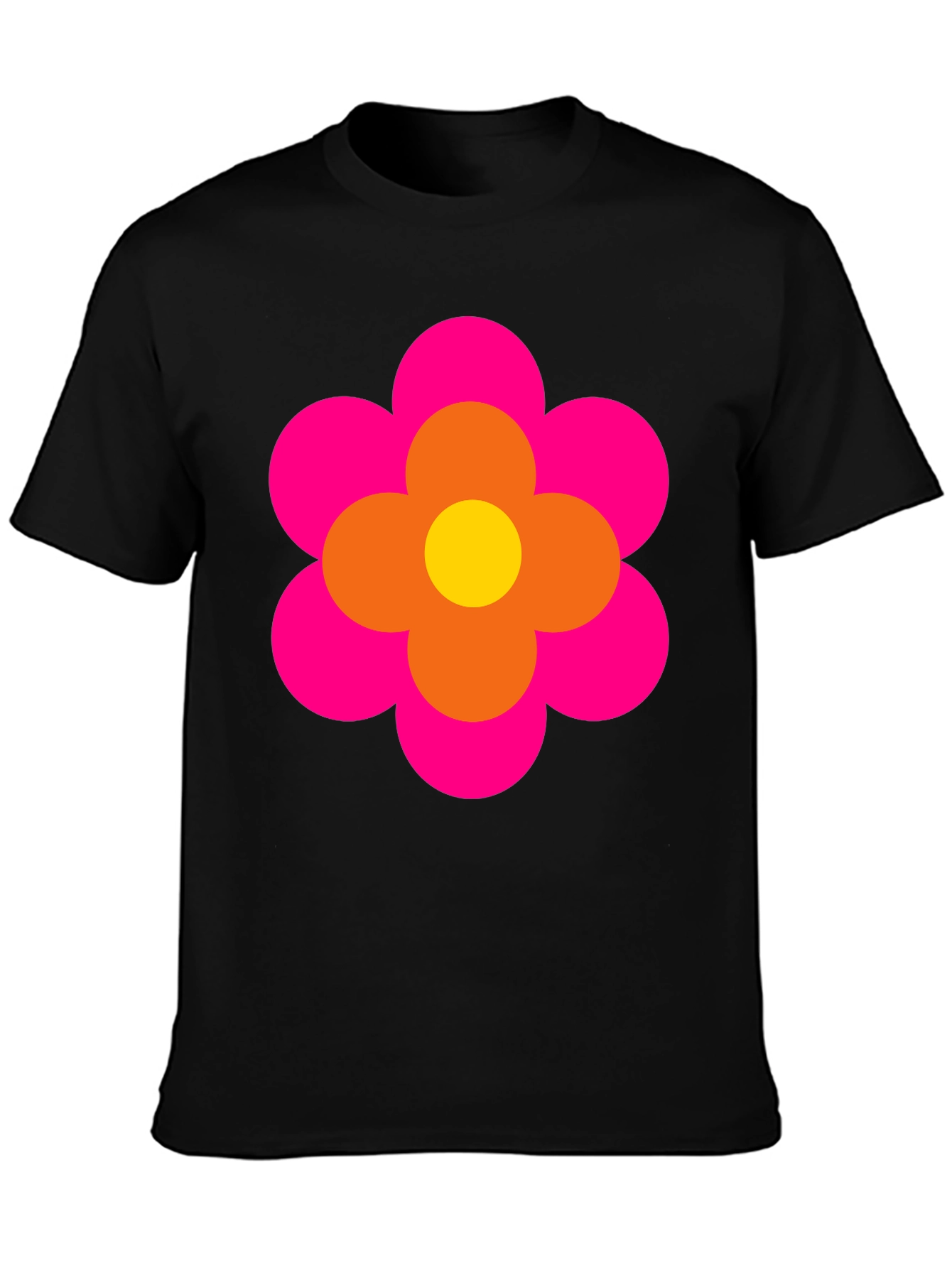 Retro Flower Power Graphic Tee - Black