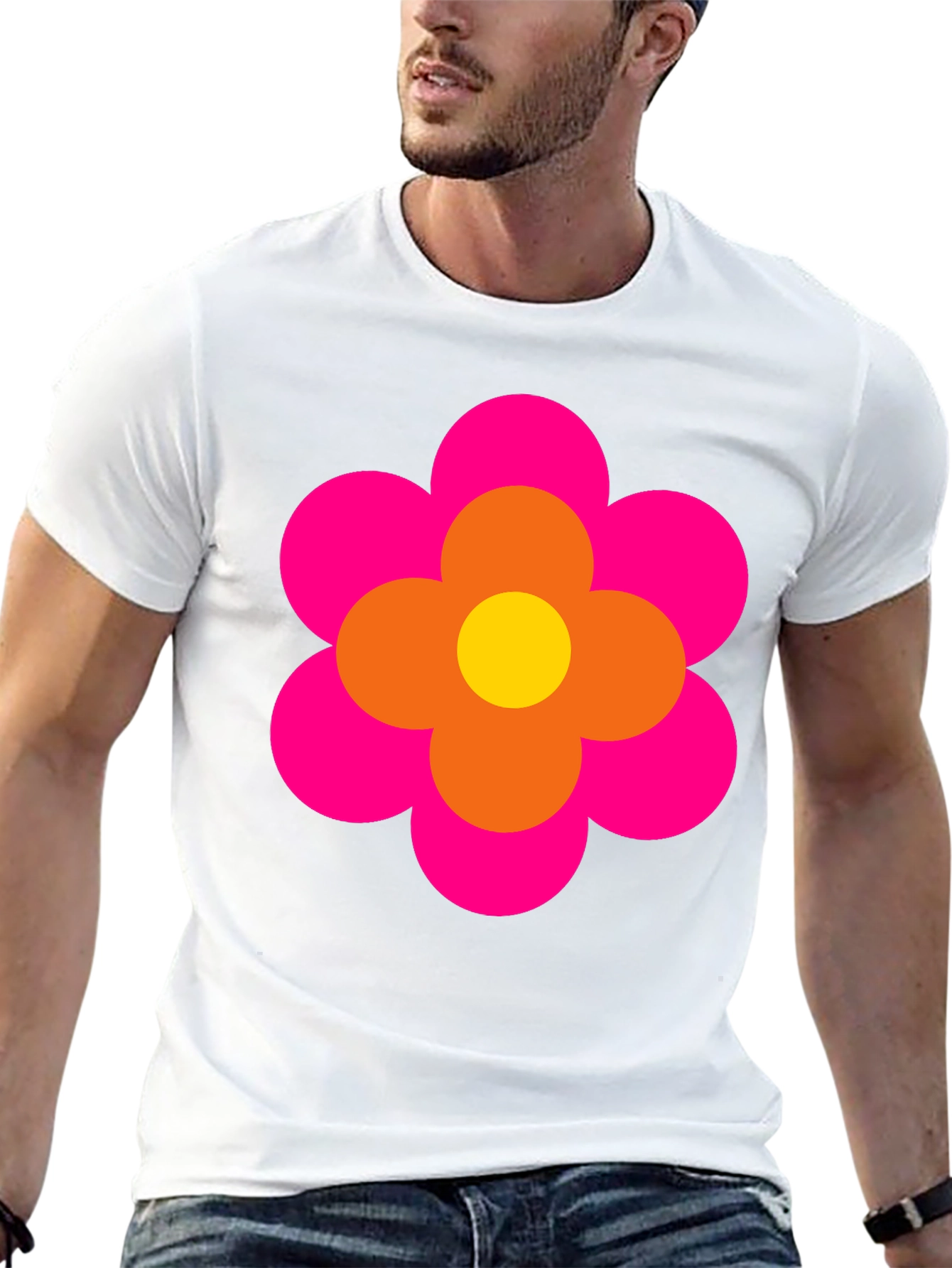 Retro Flower Power Graphic Tee - Black
