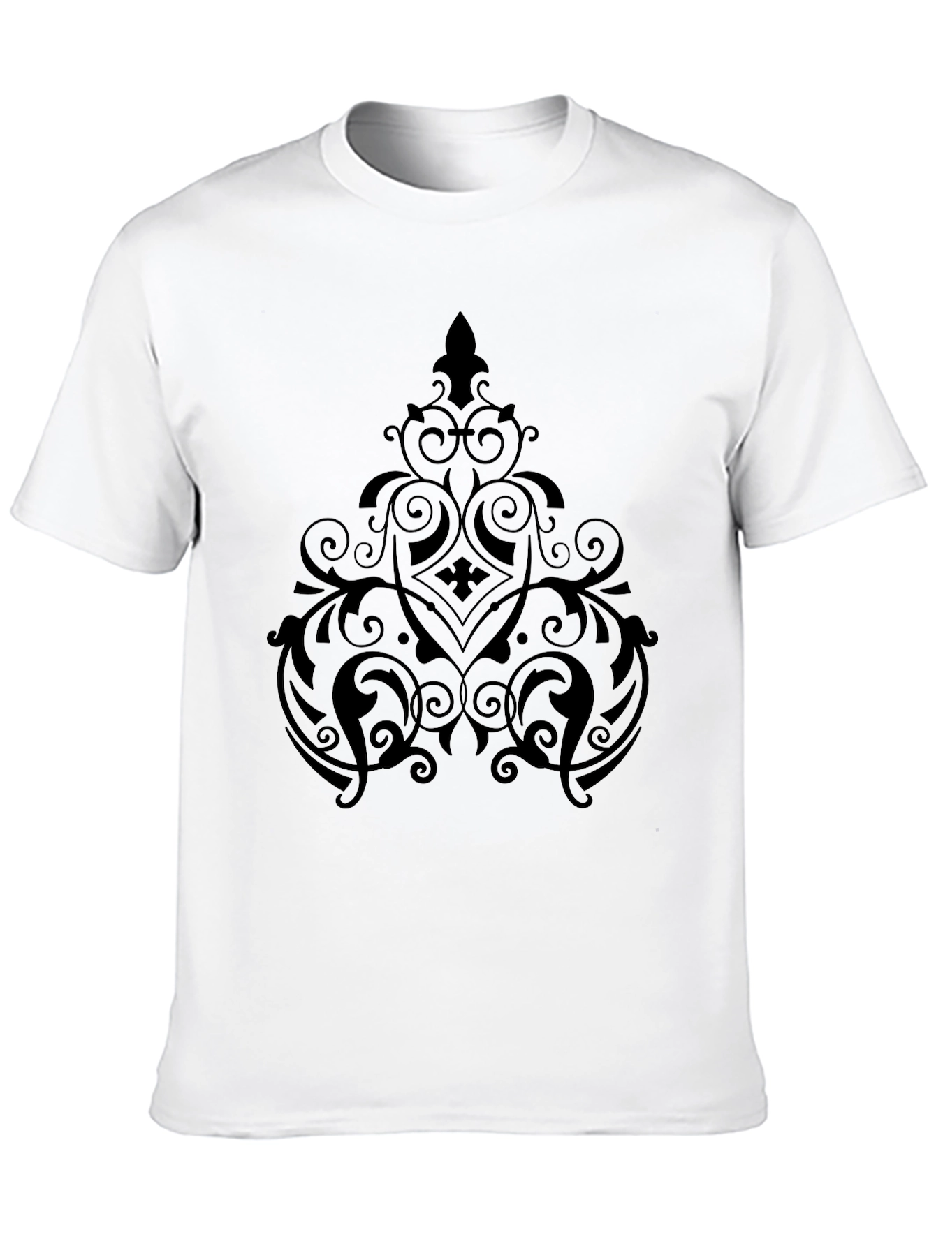 Elegant Black Graphic Tee - Ornate Design