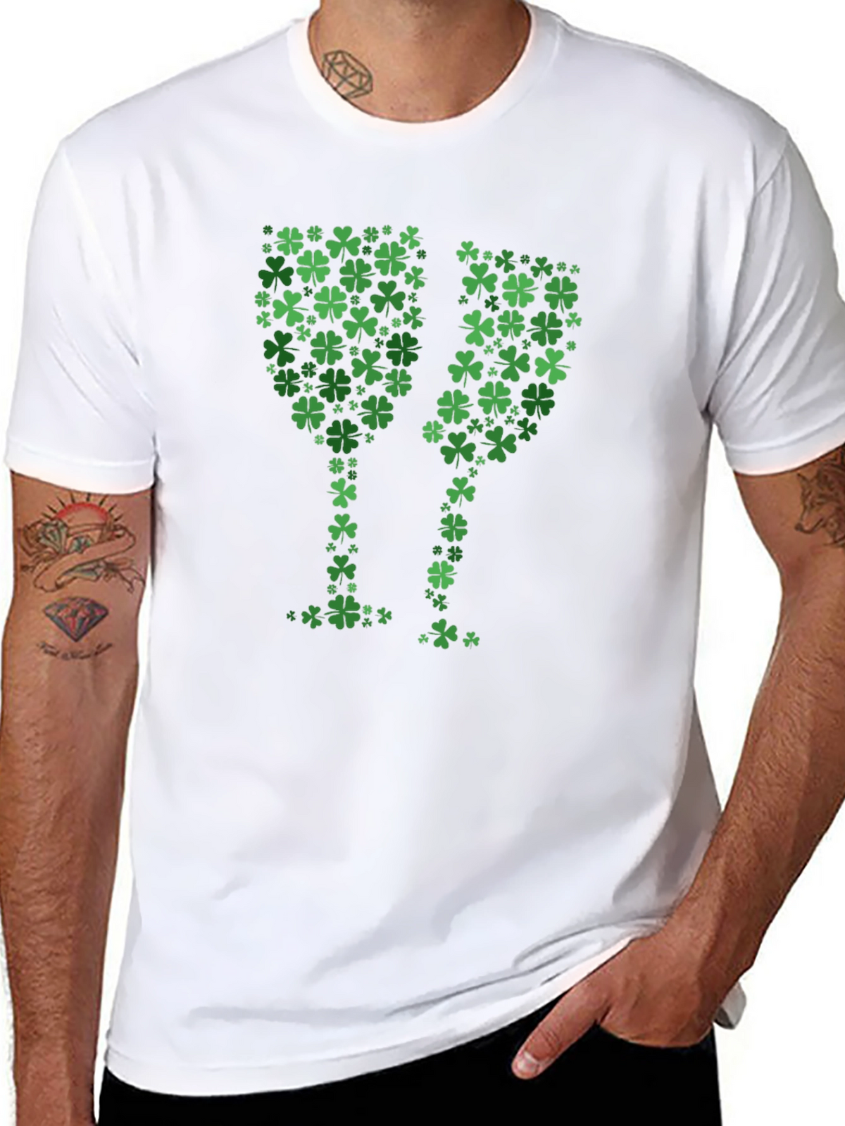 Shamrock Wine Glasses T-Shirt - St. Patricks Day