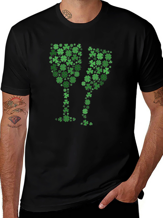 Shamrock Wine Glasses T-Shirt - St. Patricks Day
