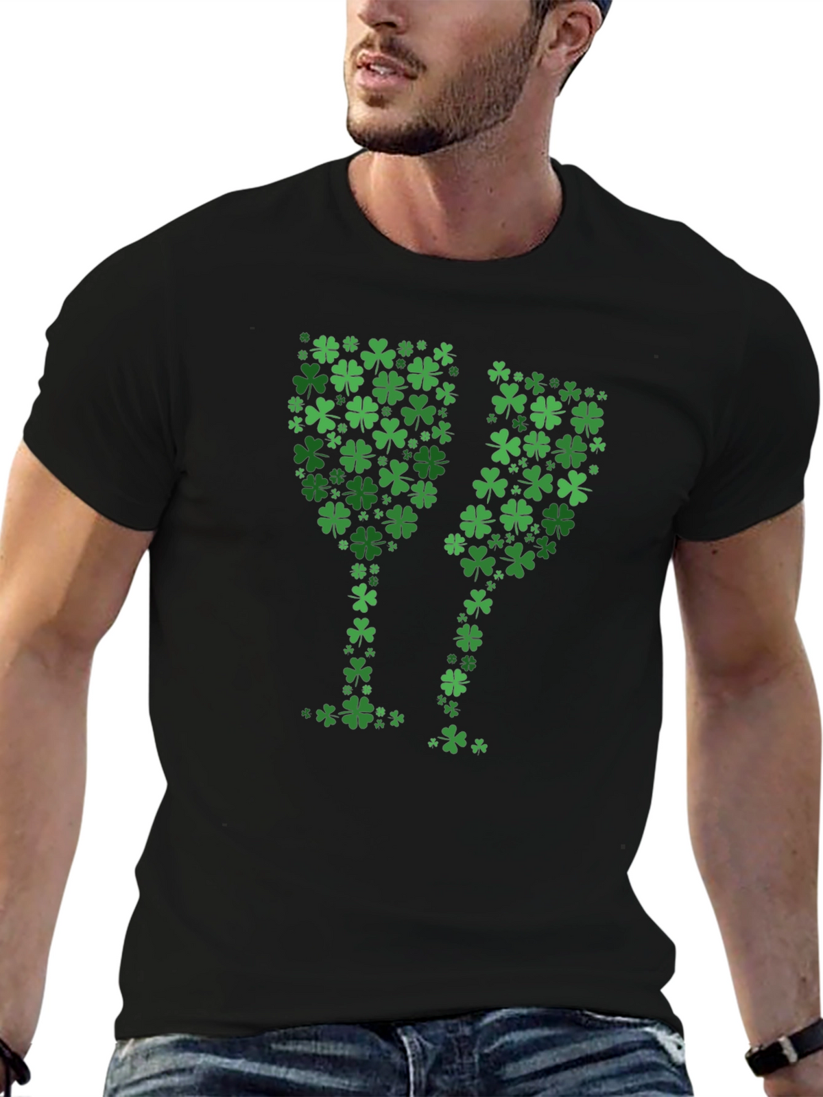 Shamrock Wine Glasses T-Shirt - St. Patricks Day