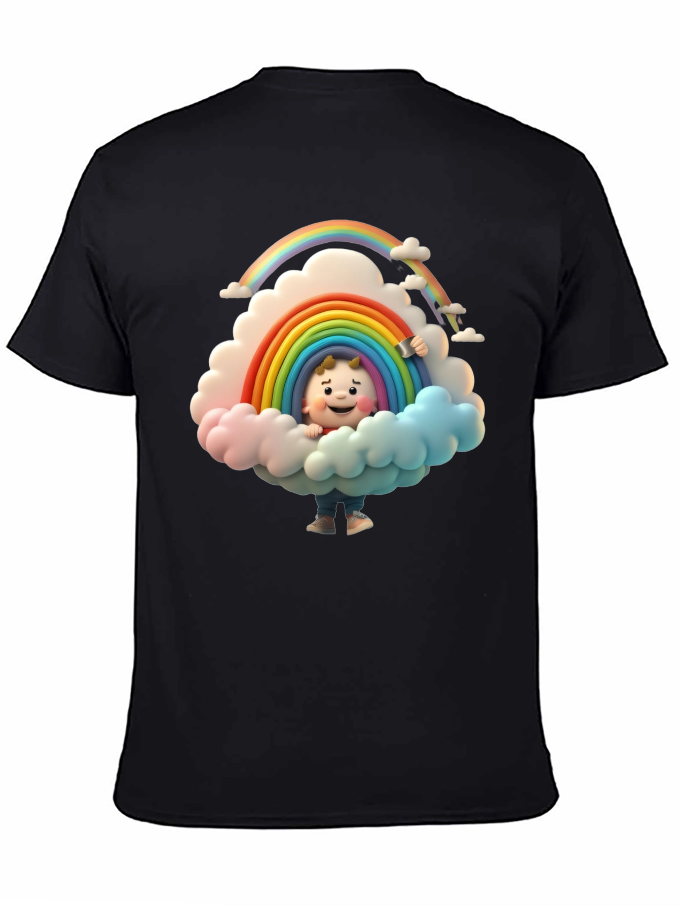 Cartoon Rainbow Cloud Graphic Tee