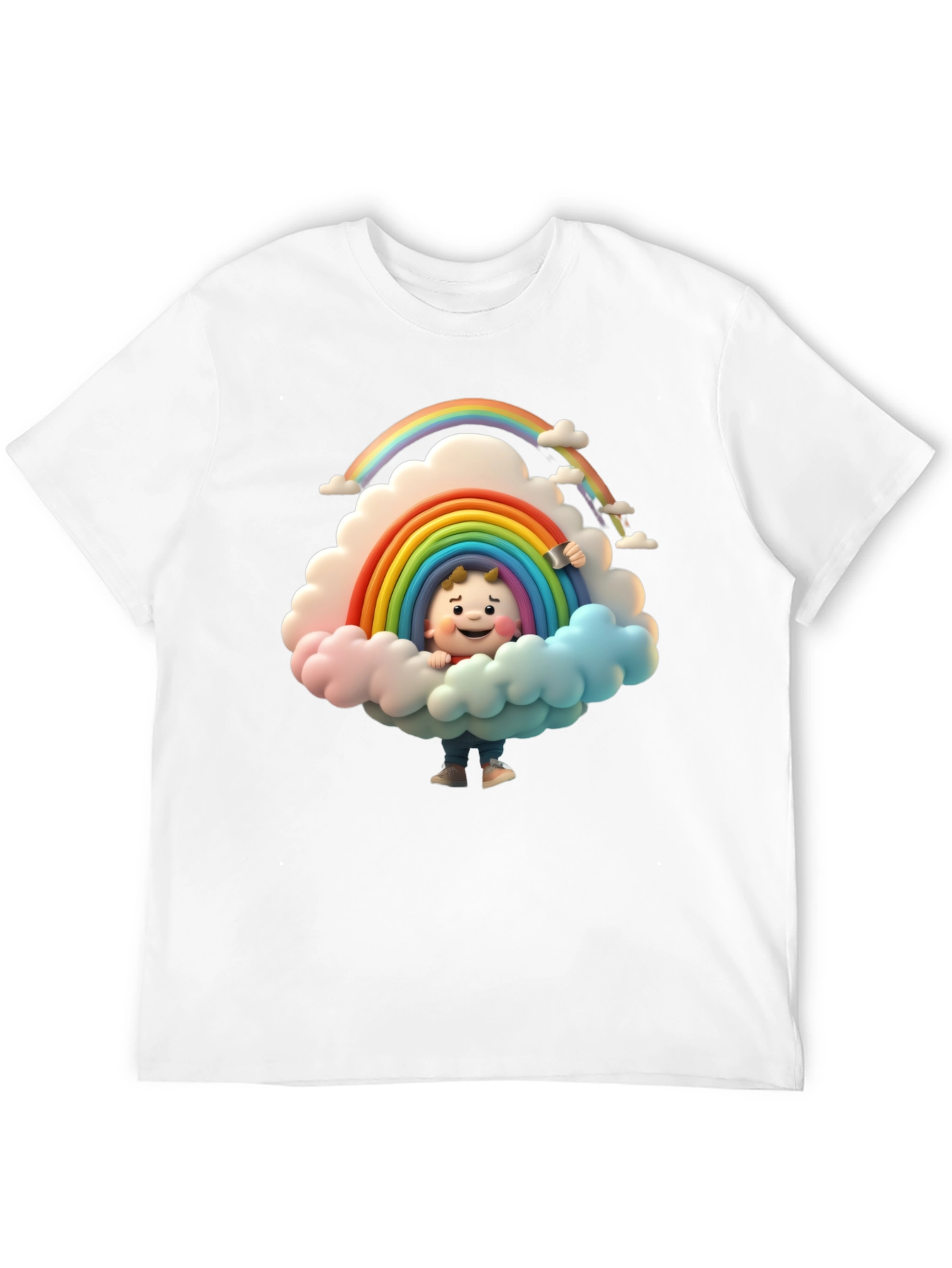 Cartoon Rainbow Cloud Graphic Tee