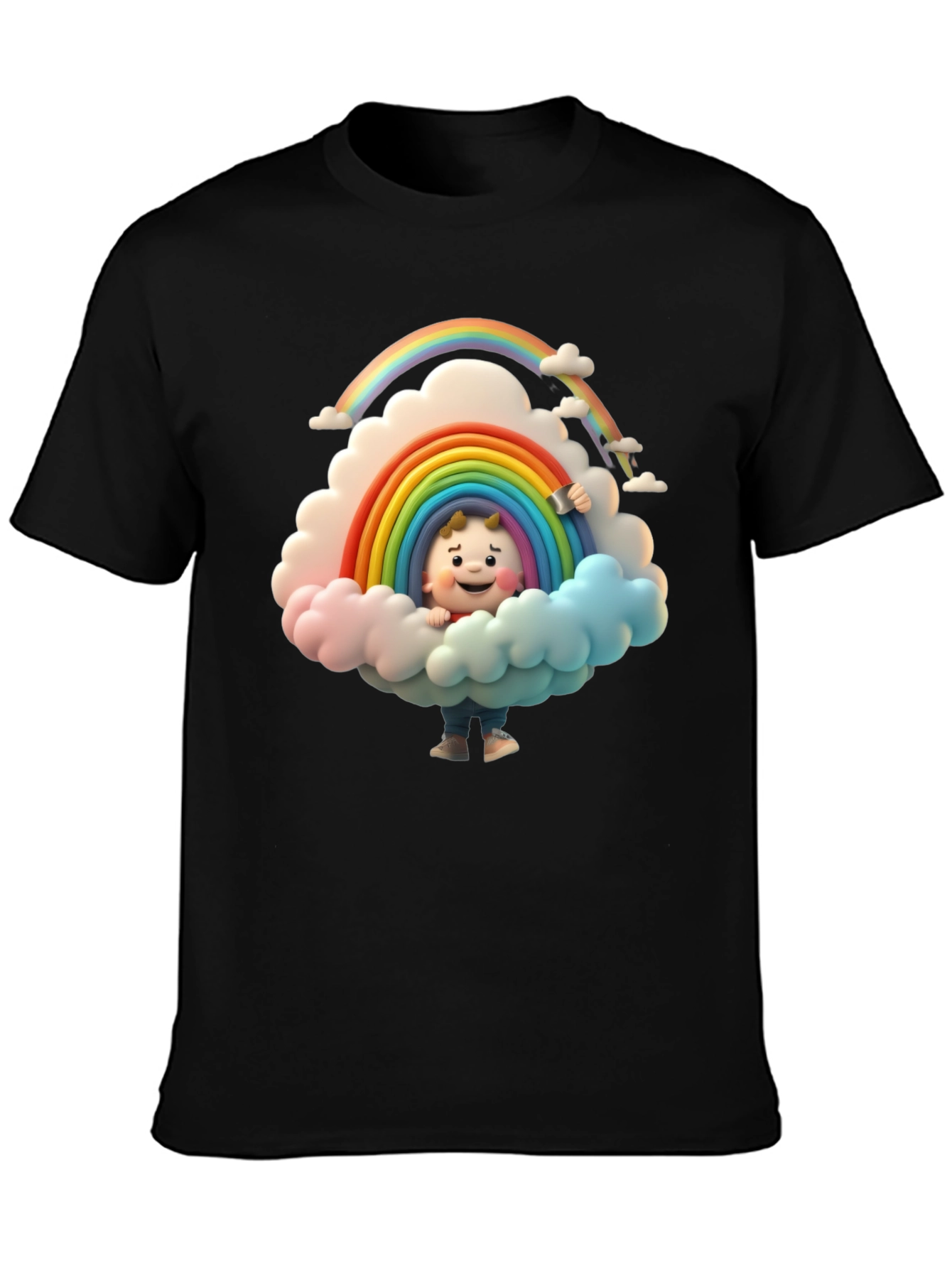Cartoon Rainbow Cloud Graphic Tee