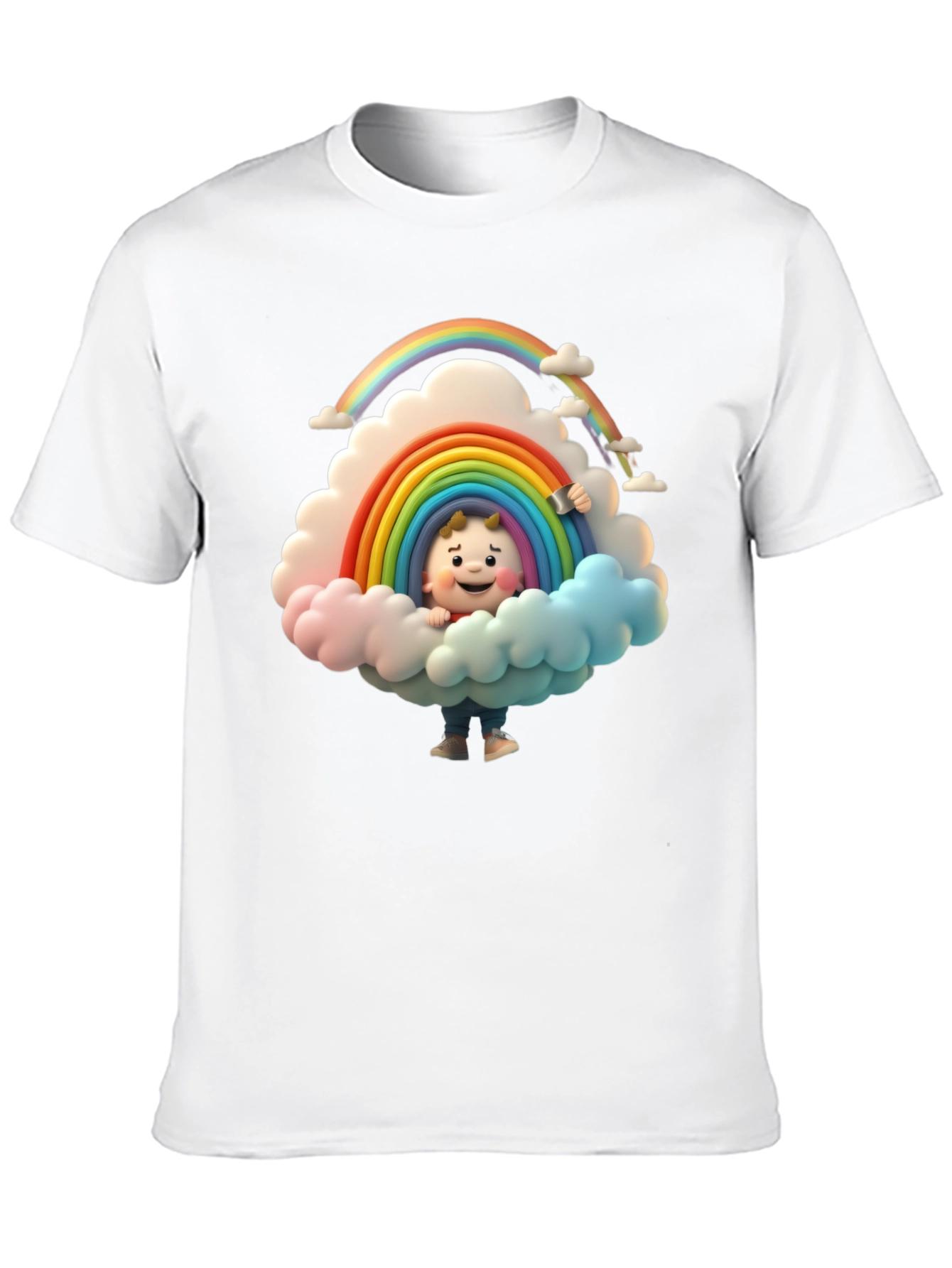 Cartoon Rainbow Cloud Graphic Tee