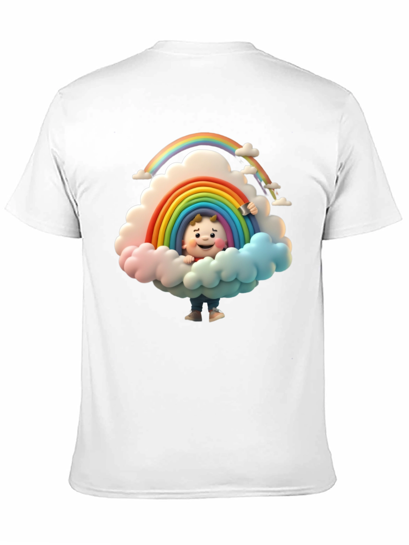 Cartoon Rainbow Cloud Graphic Tee