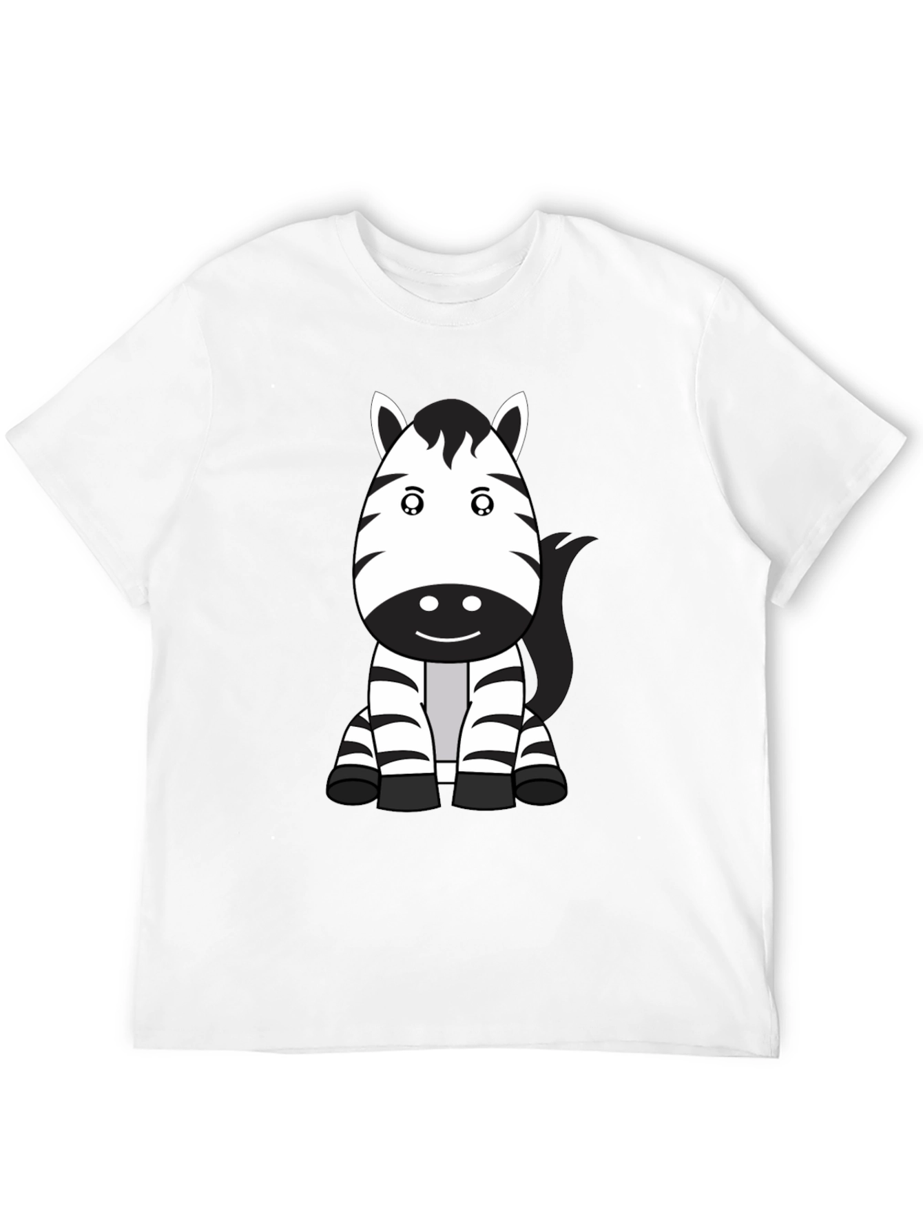 Cute Zebra Cartoon Black T-Shirt