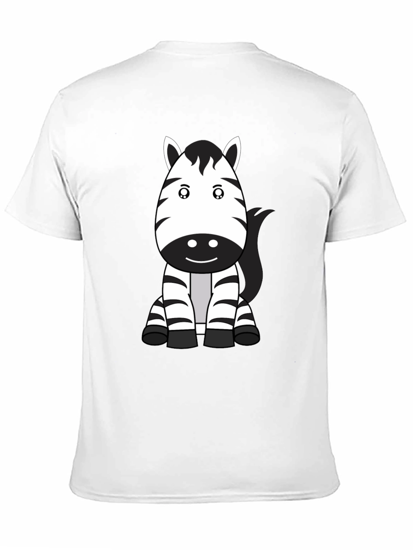Cute Zebra Cartoon Black T-Shirt